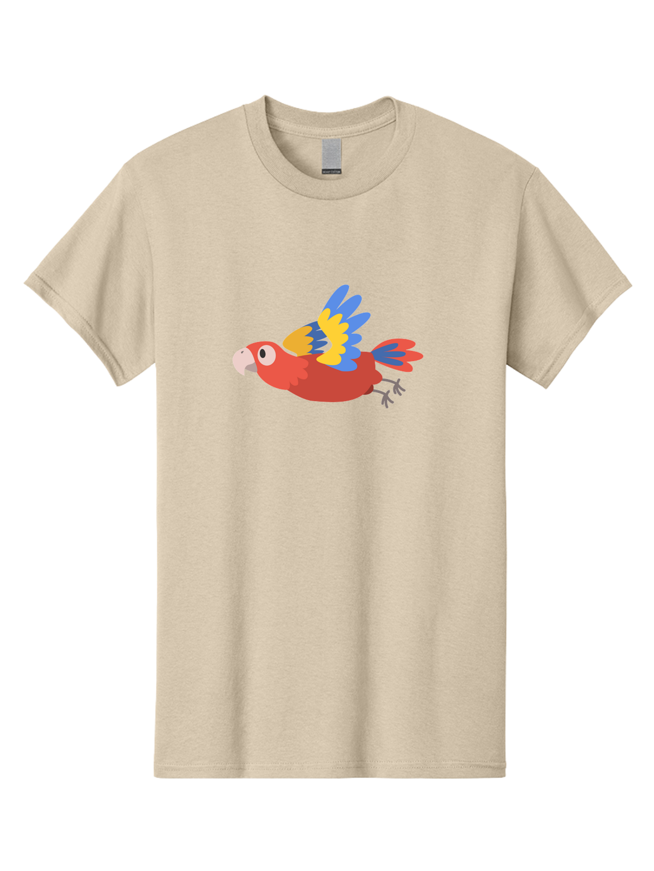 Red-Parrot Men'S Graphic Tee, 100% Cotton, Comfortable Casual Summer Wear, Machine Washable, Colorful Parrot, Vibrant Red, Blue And Yellow Wings, Cartoon Bird, Tropical Bird, Flying Macaw, Parrot In Flight, Exotic Bird, Winged Creature, Aab881