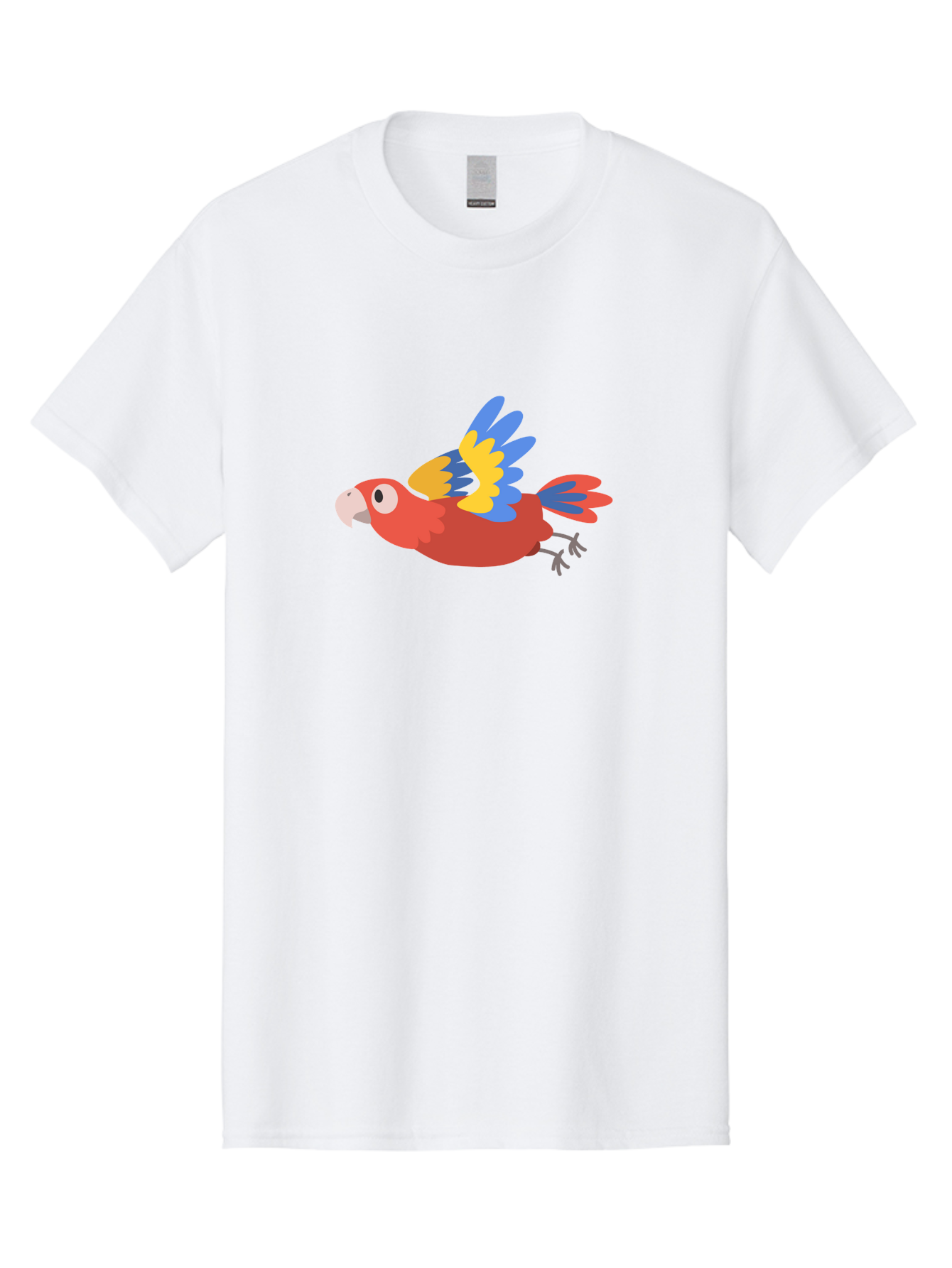 Red-Parrot Men'S Graphic Tee, 100% Cotton, Comfortable Casual Summer Wear, Machine Washable, Colorful Parrot, Vibrant Red, Blue And Yellow Wings, Cartoon Bird, Tropical Bird, Flying Macaw, Parrot In Flight, Exotic Bird, Winged Creature, Aab881
