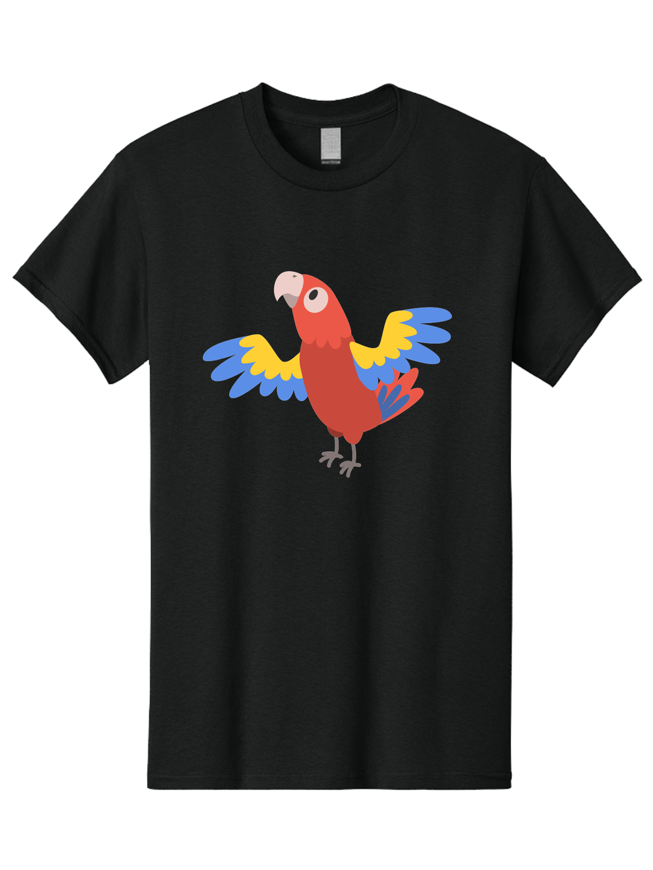 Scarlet-Macaw Men'S Graphic Tee, 100% Cotton, Comfortable Casual Summer Wear, Machine Washable, Colorful Parrot, Vibrant Red Body, Blue And Yellow Wings, Cartoon-Style Illustration, Tropical Bird, Playful, Parrot Species, Exotic Plumage, Aab883