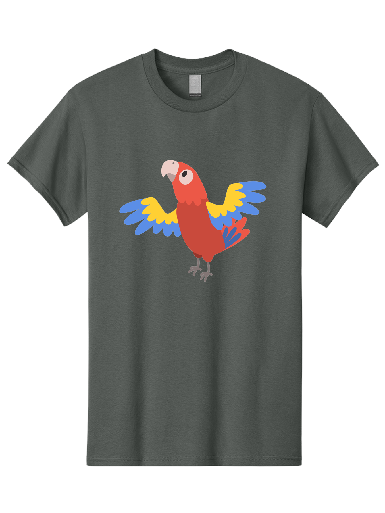 Scarlet-Macaw Men'S Graphic Tee, 100% Cotton, Comfortable Casual Summer Wear, Machine Washable, Colorful Parrot, Vibrant Red Body, Blue And Yellow Wings, Cartoon-Style Illustration, Tropical Bird, Playful, Parrot Species, Exotic Plumage, Aab883