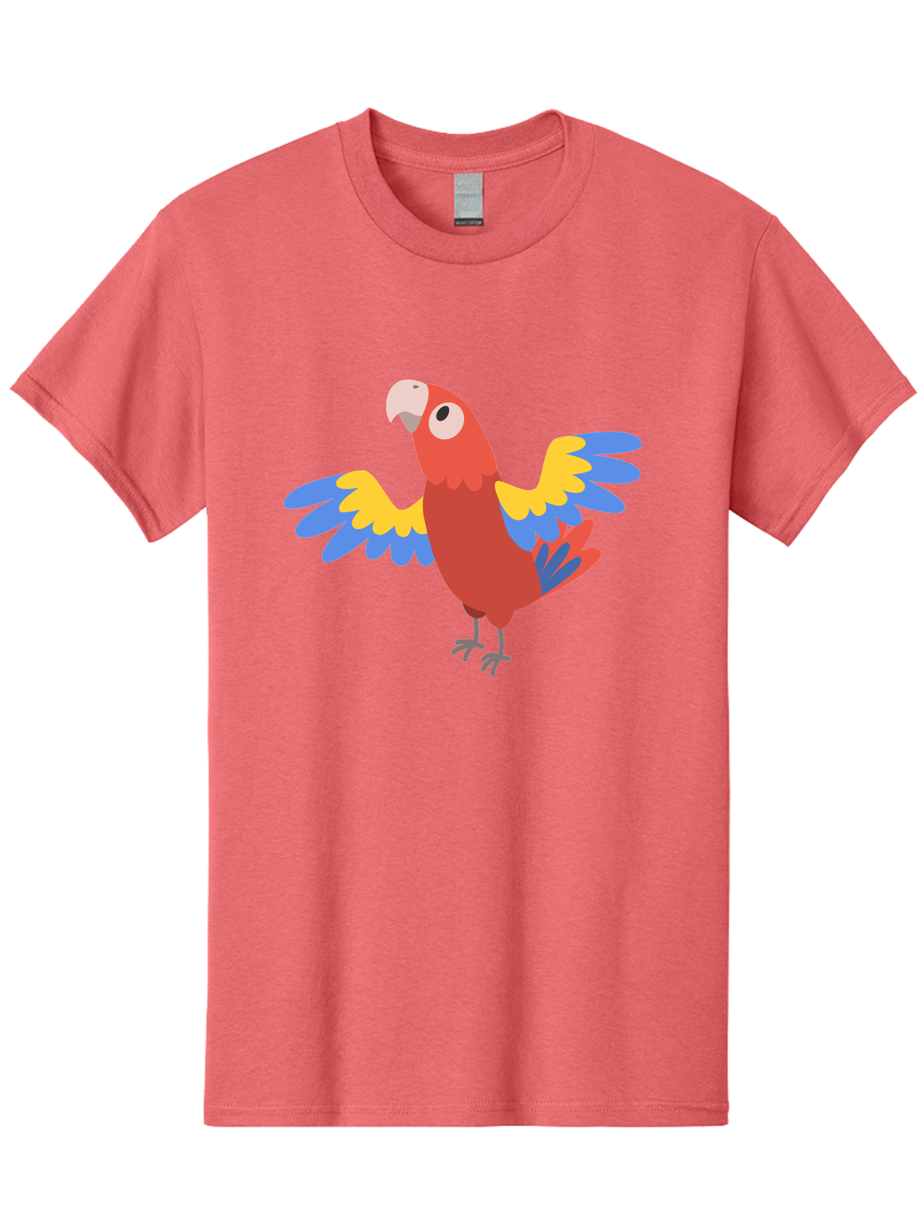 Scarlet-Macaw Men'S Graphic Tee, 100% Cotton, Comfortable Casual Summer Wear, Machine Washable, Colorful Parrot, Vibrant Red Body, Blue And Yellow Wings, Cartoon-Style Illustration, Tropical Bird, Playful, Parrot Species, Exotic Plumage, Aab883