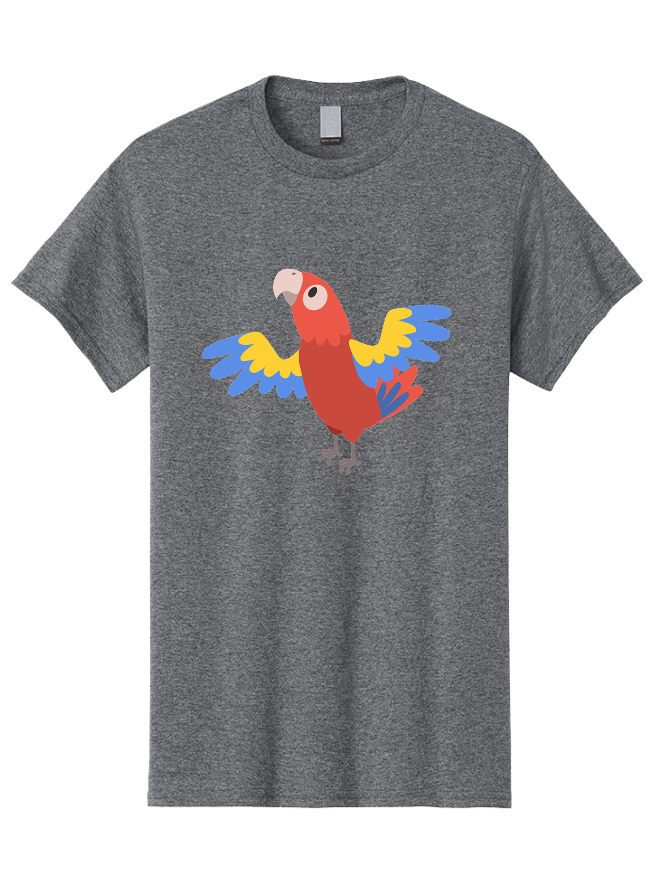 Scarlet-Macaw Men'S Graphic Tee, 100% Cotton, Comfortable Casual Summer Wear, Machine Washable, Colorful Parrot, Vibrant Red Body, Blue And Yellow Wings, Cartoon-Style Illustration, Tropical Bird, Playful, Parrot Species, Exotic Plumage, Aab883