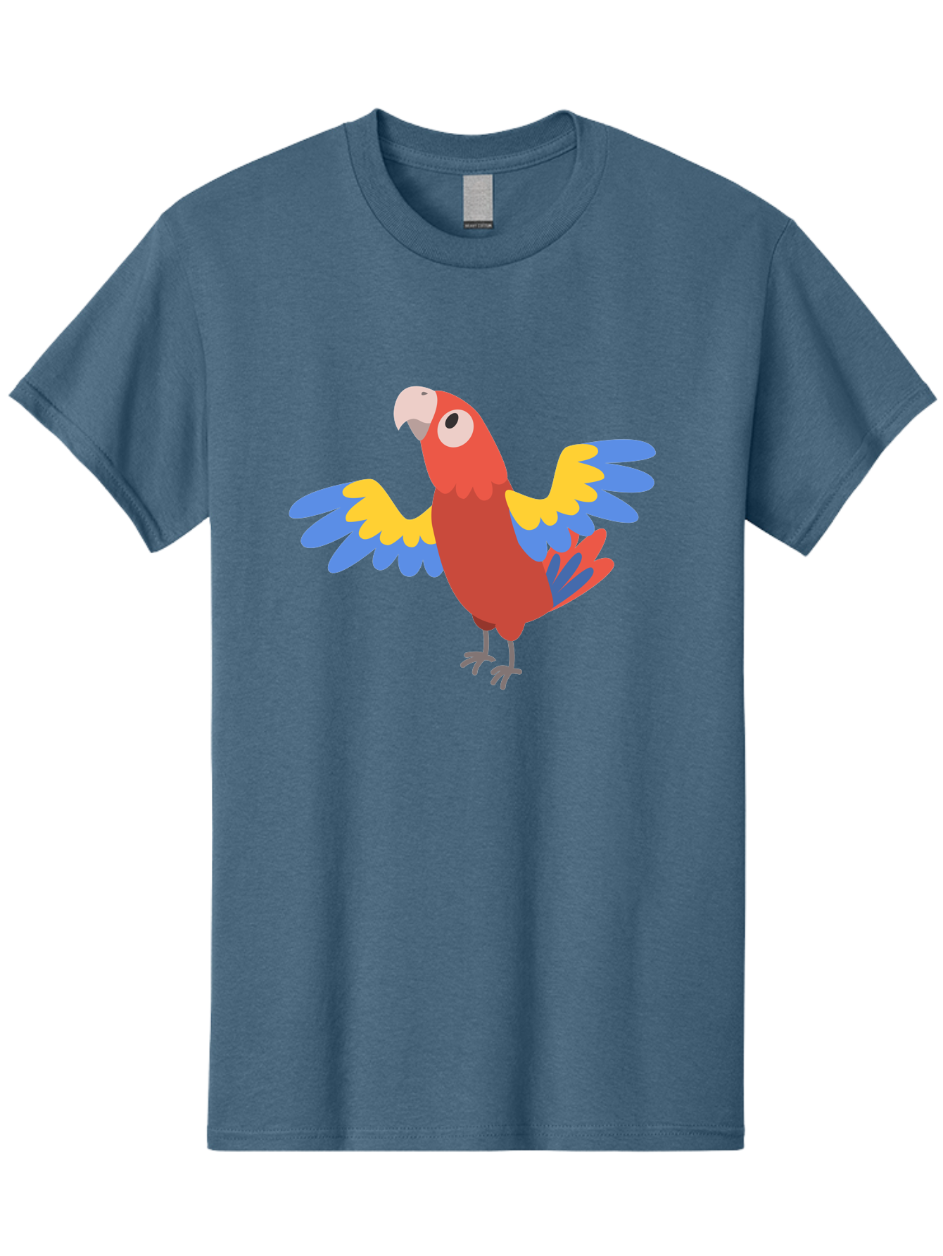 Scarlet-Macaw Men'S Graphic Tee, 100% Cotton, Comfortable Casual Summer Wear, Machine Washable, Colorful Parrot, Vibrant Red Body, Blue And Yellow Wings, Cartoon-Style Illustration, Tropical Bird, Playful, Parrot Species, Exotic Plumage, Aab883
