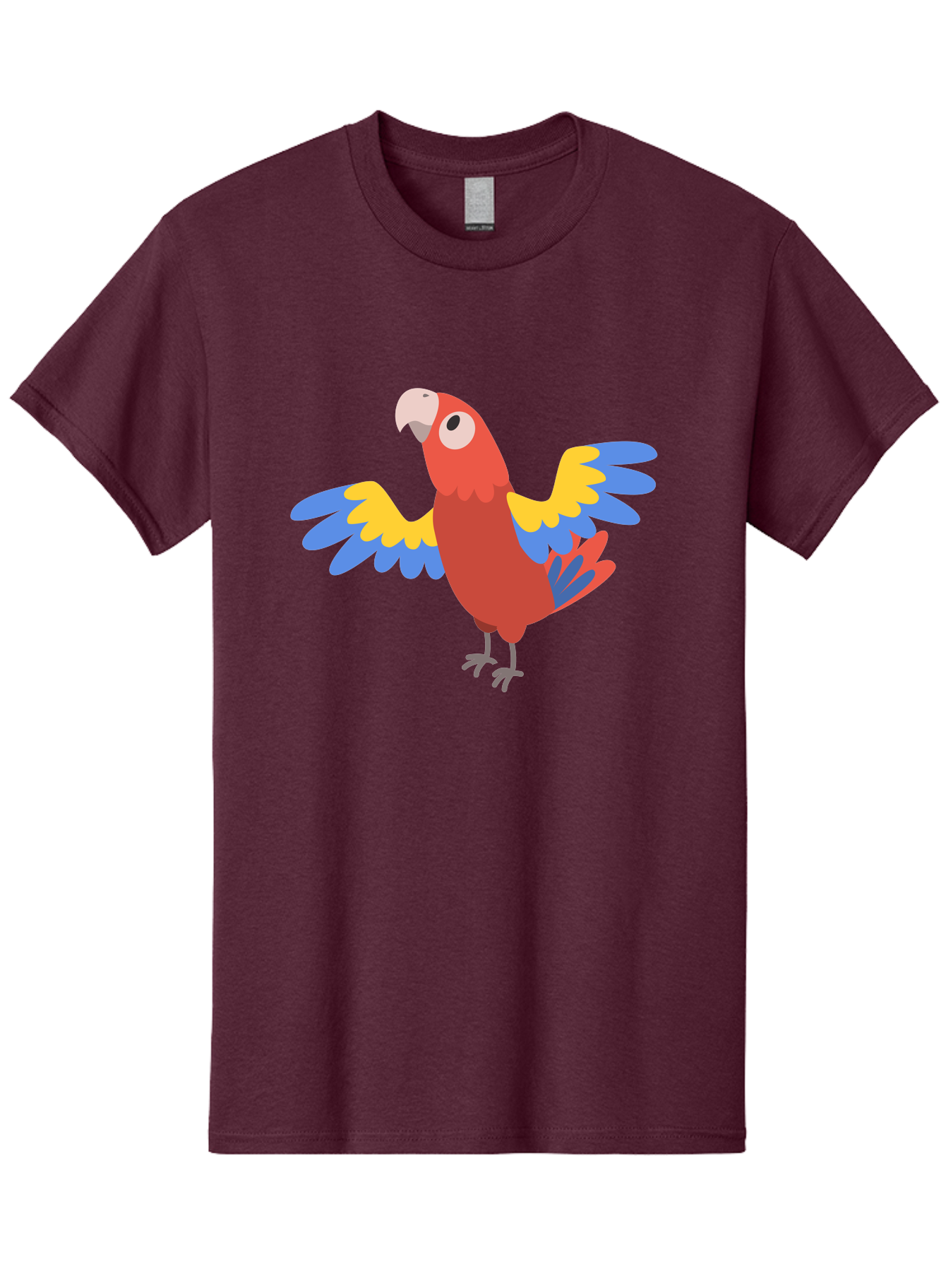 Scarlet-Macaw Men'S Graphic Tee, 100% Cotton, Comfortable Casual Summer Wear, Machine Washable, Colorful Parrot, Vibrant Red Body, Blue And Yellow Wings, Cartoon-Style Illustration, Tropical Bird, Playful, Parrot Species, Exotic Plumage, Aab883