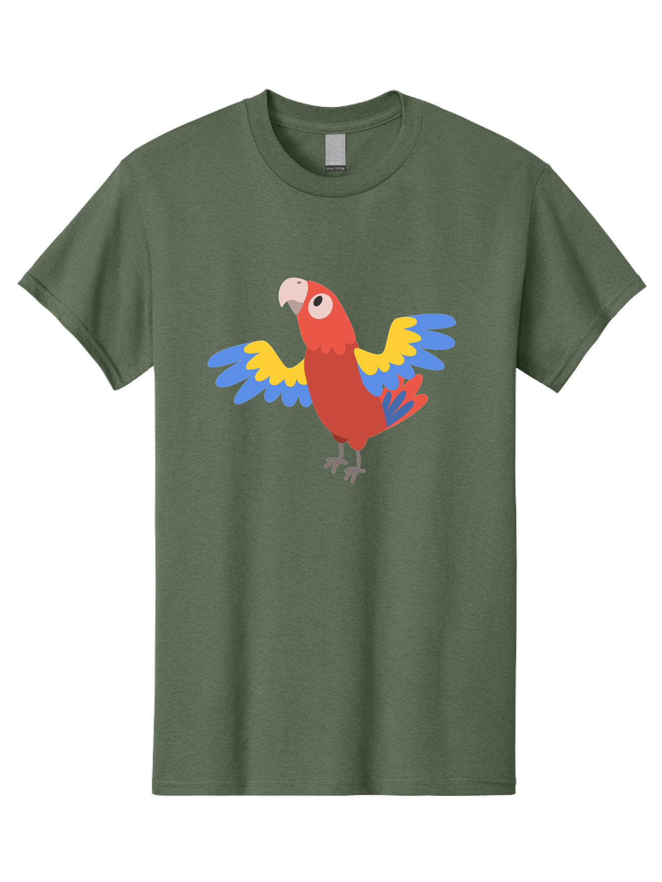 Scarlet-Macaw Men'S Graphic Tee, 100% Cotton, Comfortable Casual Summer Wear, Machine Washable, Colorful Parrot, Vibrant Red Body, Blue And Yellow Wings, Cartoon-Style Illustration, Tropical Bird, Playful, Parrot Species, Exotic Plumage, Aab883