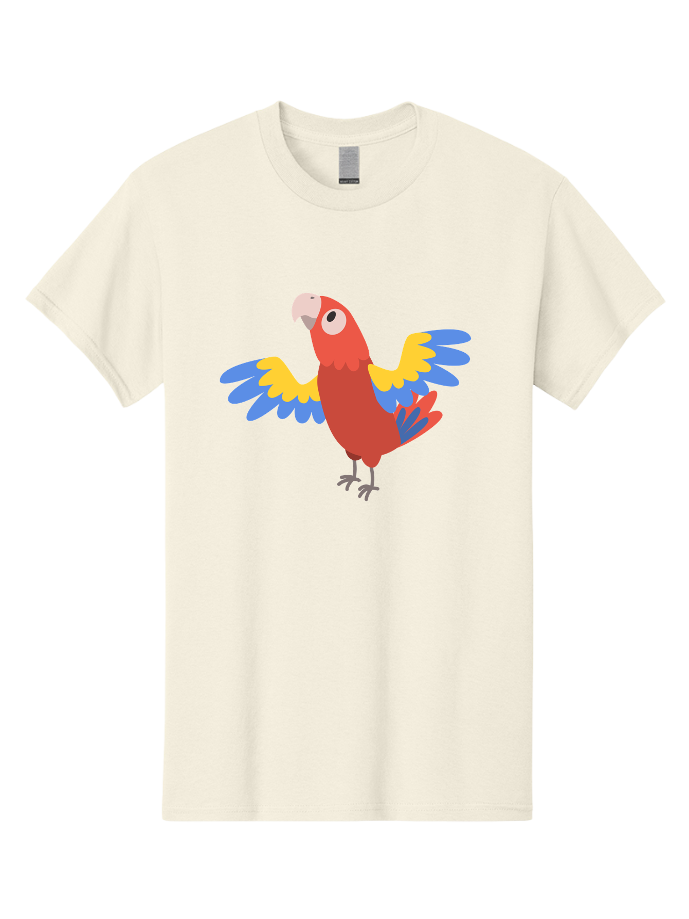 Scarlet-Macaw Men'S Graphic Tee, 100% Cotton, Comfortable Casual Summer Wear, Machine Washable, Colorful Parrot, Vibrant Red Body, Blue And Yellow Wings, Cartoon-Style Illustration, Tropical Bird, Playful, Parrot Species, Exotic Plumage, Aab883