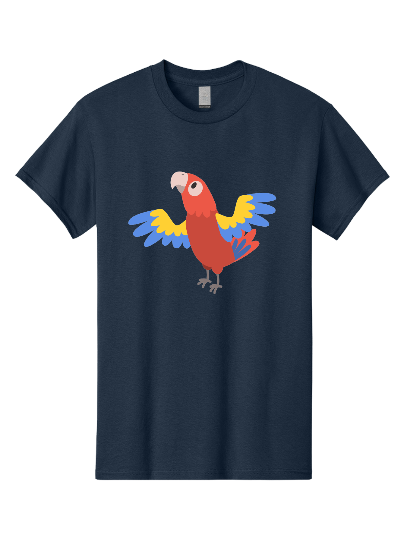 Scarlet-Macaw Men'S Graphic Tee, 100% Cotton, Comfortable Casual Summer Wear, Machine Washable, Colorful Parrot, Vibrant Red Body, Blue And Yellow Wings, Cartoon-Style Illustration, Tropical Bird, Playful, Parrot Species, Exotic Plumage, Aab883