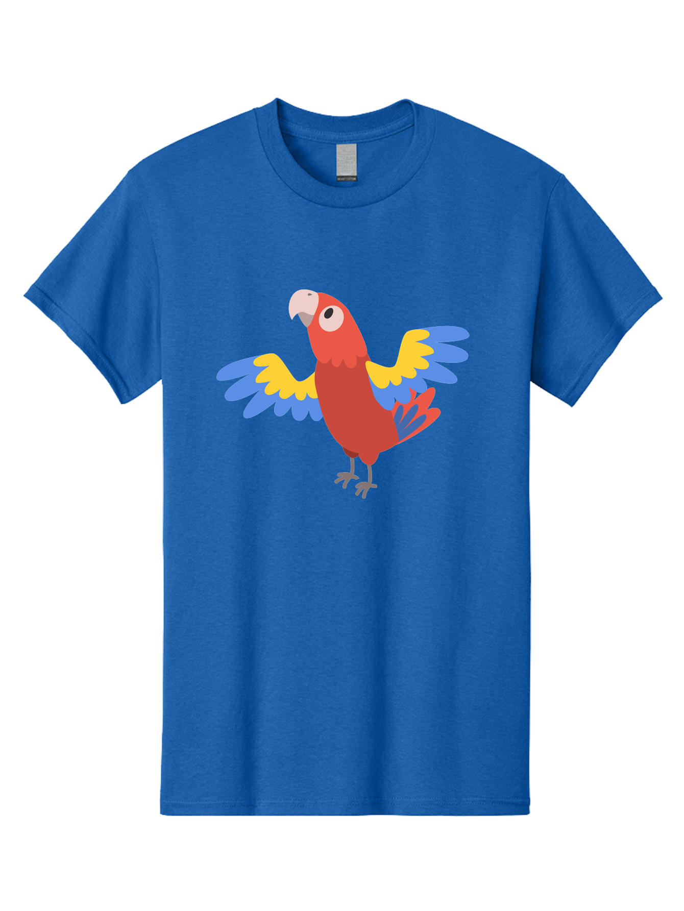 Scarlet-Macaw Men'S Graphic Tee, 100% Cotton, Comfortable Casual Summer Wear, Machine Washable, Colorful Parrot, Vibrant Red Body, Blue And Yellow Wings, Cartoon-Style Illustration, Tropical Bird, Playful, Parrot Species, Exotic Plumage, Aab883