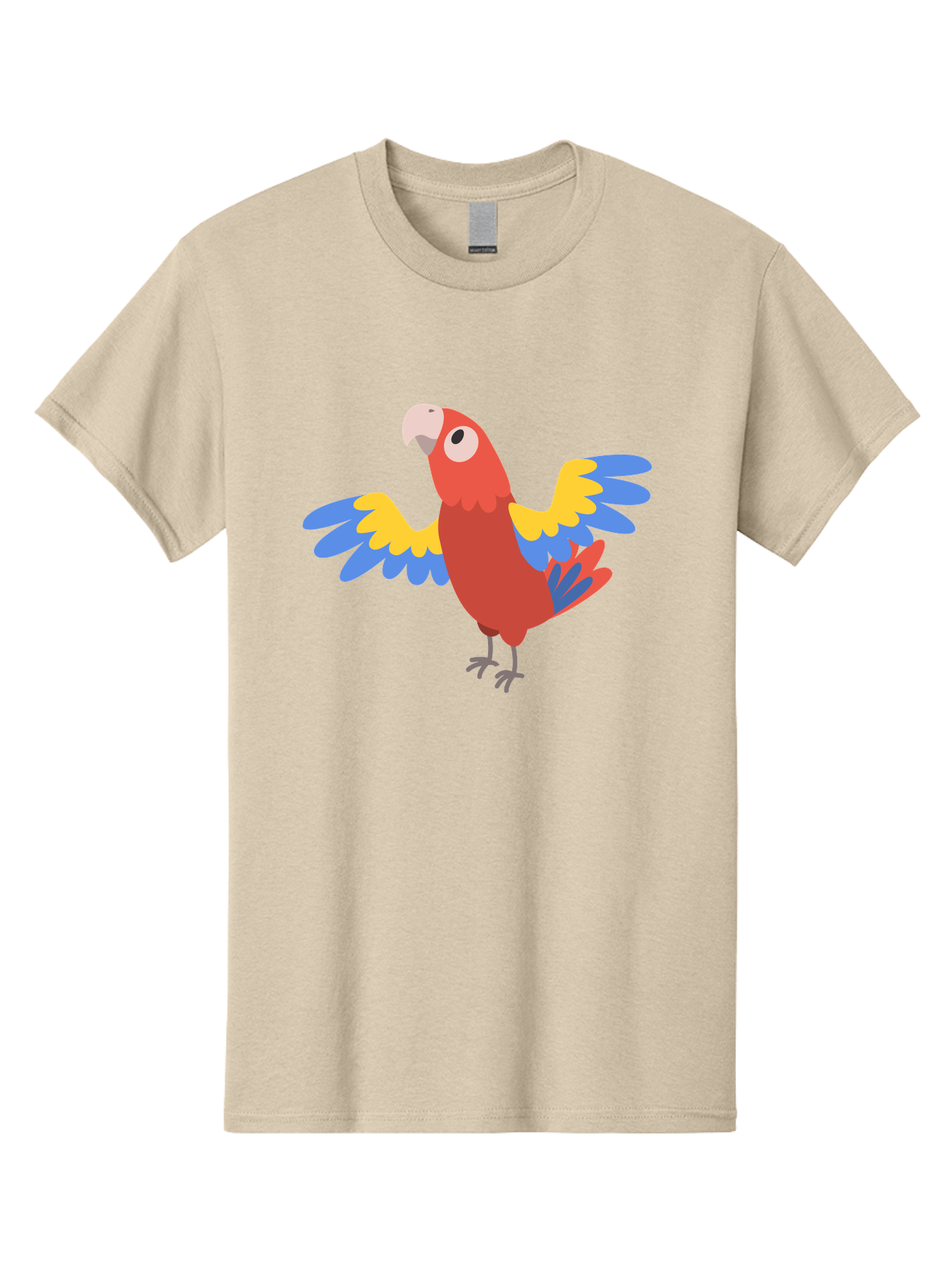 Scarlet-Macaw Men'S Graphic Tee, 100% Cotton, Comfortable Casual Summer Wear, Machine Washable, Colorful Parrot, Vibrant Red Body, Blue And Yellow Wings, Cartoon-Style Illustration, Tropical Bird, Playful, Parrot Species, Exotic Plumage, Aab883