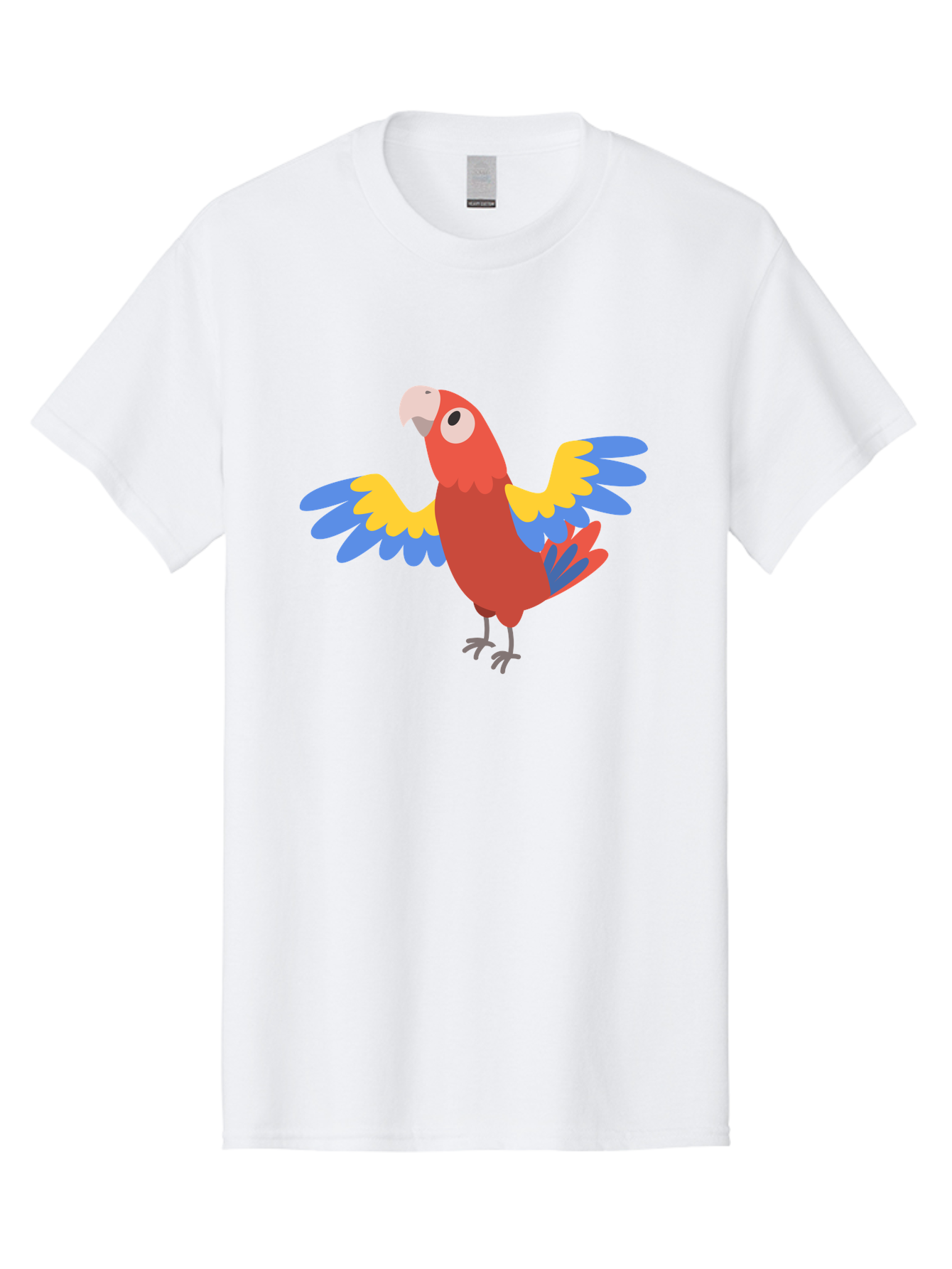 Scarlet-Macaw Men'S Graphic Tee, 100% Cotton, Comfortable Casual Summer Wear, Machine Washable, Colorful Parrot, Vibrant Red Body, Blue And Yellow Wings, Cartoon-Style Illustration, Tropical Bird, Playful, Parrot Species, Exotic Plumage, Aab883
