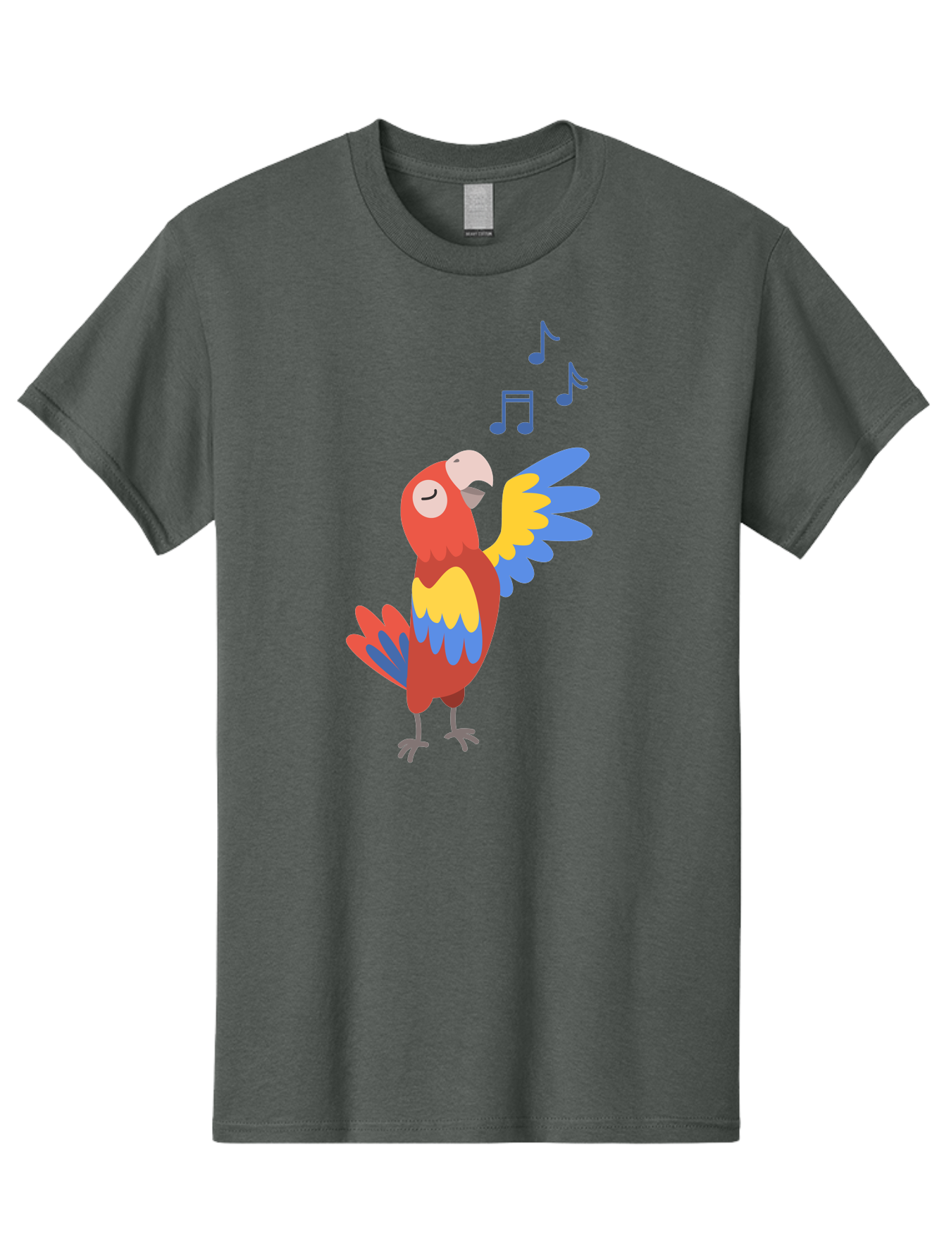 Singing-Parrot-1 Men'S Graphic Tee, 100% Cotton, Comfortable Casual Summer Wear, Machine Washable, Singing Parrot, Colorful Bird, Music Notes, Vibrant Plumage, Happy Expression, Melodic Sounds, Tropical Ambiance, Lively Atmosphere, Aab884