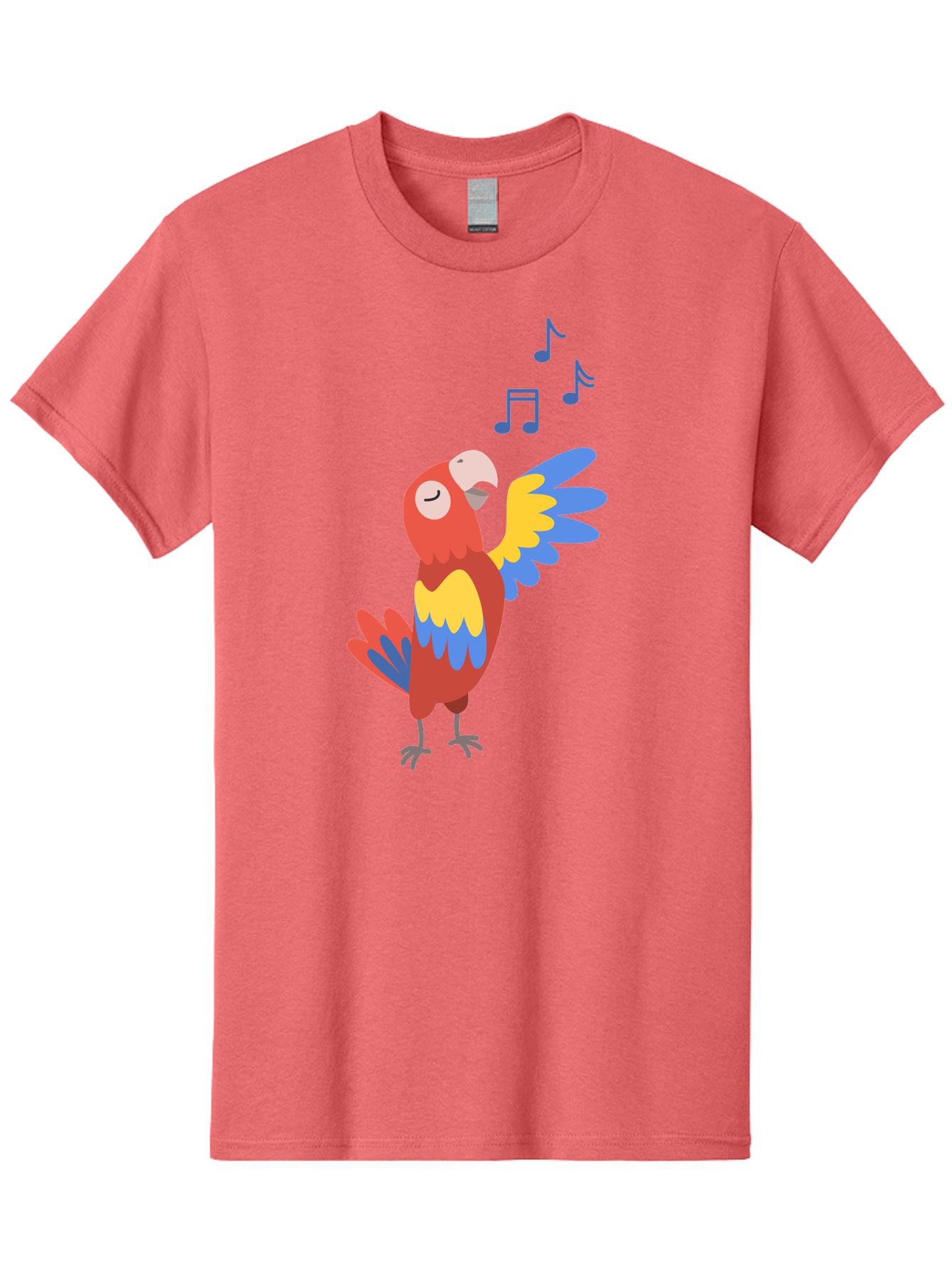 Singing-Parrot-1 Men'S Graphic Tee, 100% Cotton, Comfortable Casual Summer Wear, Machine Washable, Singing Parrot, Colorful Bird, Music Notes, Vibrant Plumage, Happy Expression, Melodic Sounds, Tropical Ambiance, Lively Atmosphere, Aab884
