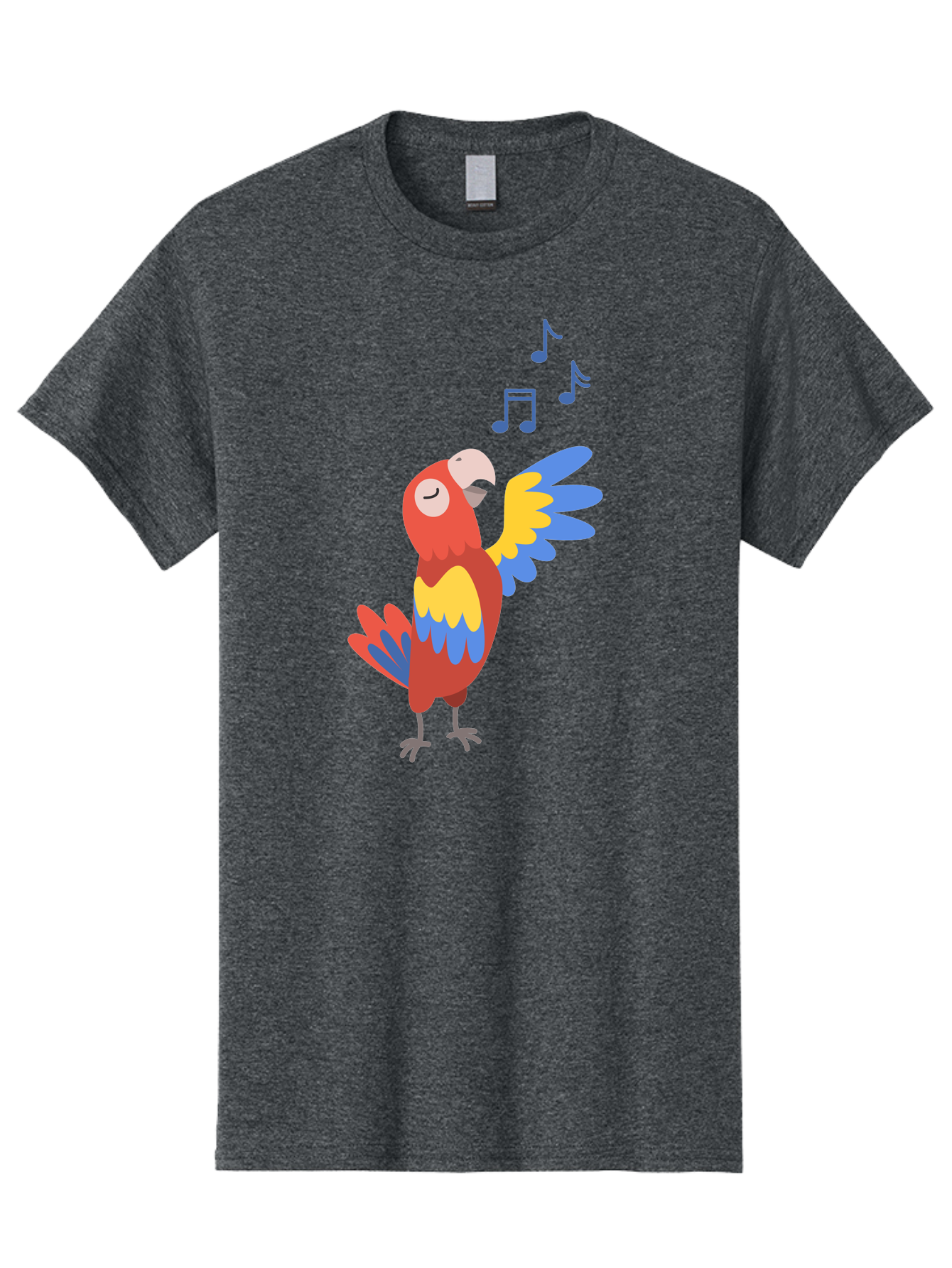 Singing-Parrot-1 Men'S Graphic Tee, 100% Cotton, Comfortable Casual Summer Wear, Machine Washable, Singing Parrot, Colorful Bird, Music Notes, Vibrant Plumage, Happy Expression, Melodic Sounds, Tropical Ambiance, Lively Atmosphere, Aab884