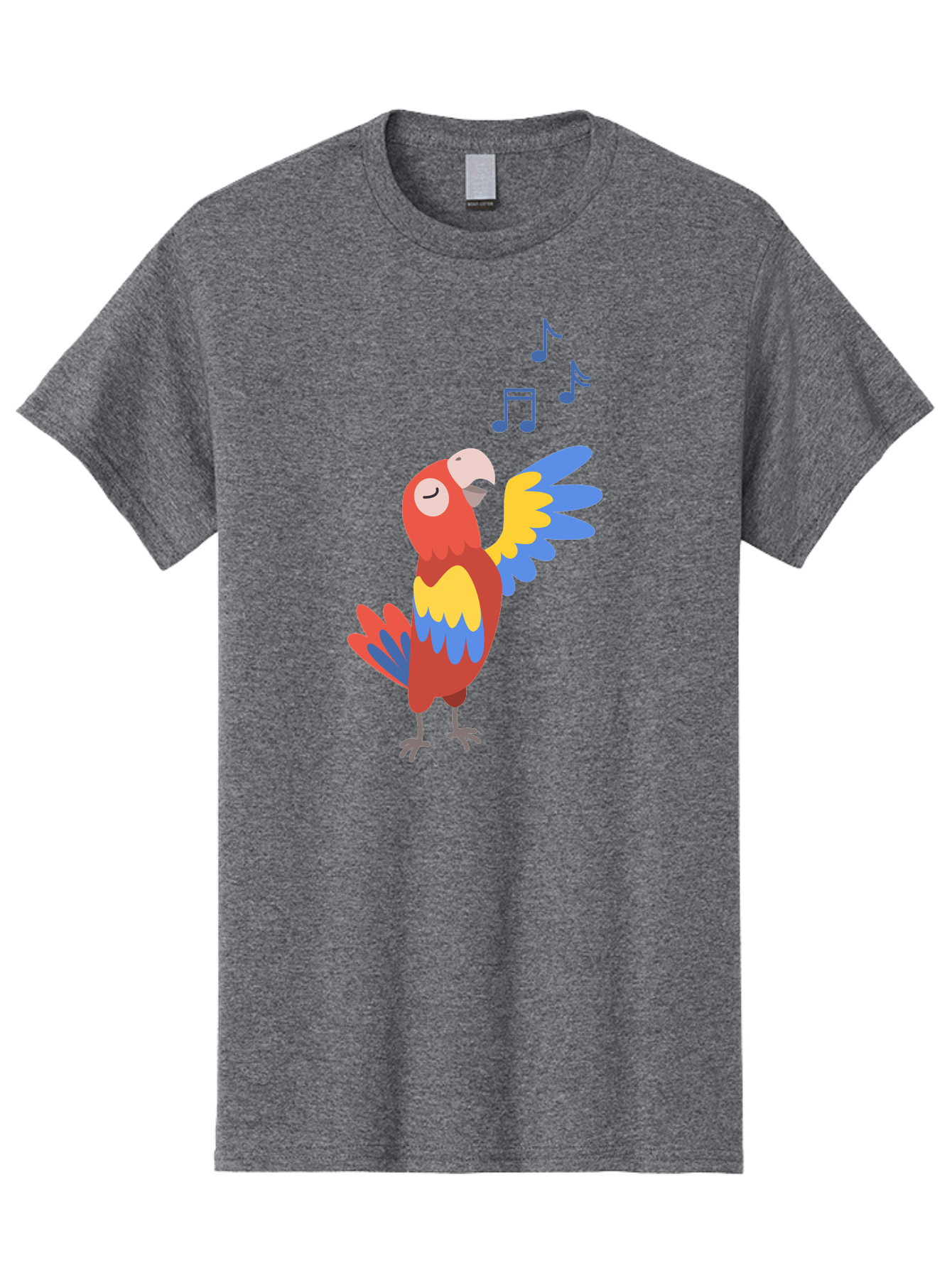 Singing-Parrot-1 Men'S Graphic Tee, 100% Cotton, Comfortable Casual Summer Wear, Machine Washable, Singing Parrot, Colorful Bird, Music Notes, Vibrant Plumage, Happy Expression, Melodic Sounds, Tropical Ambiance, Lively Atmosphere, Aab884