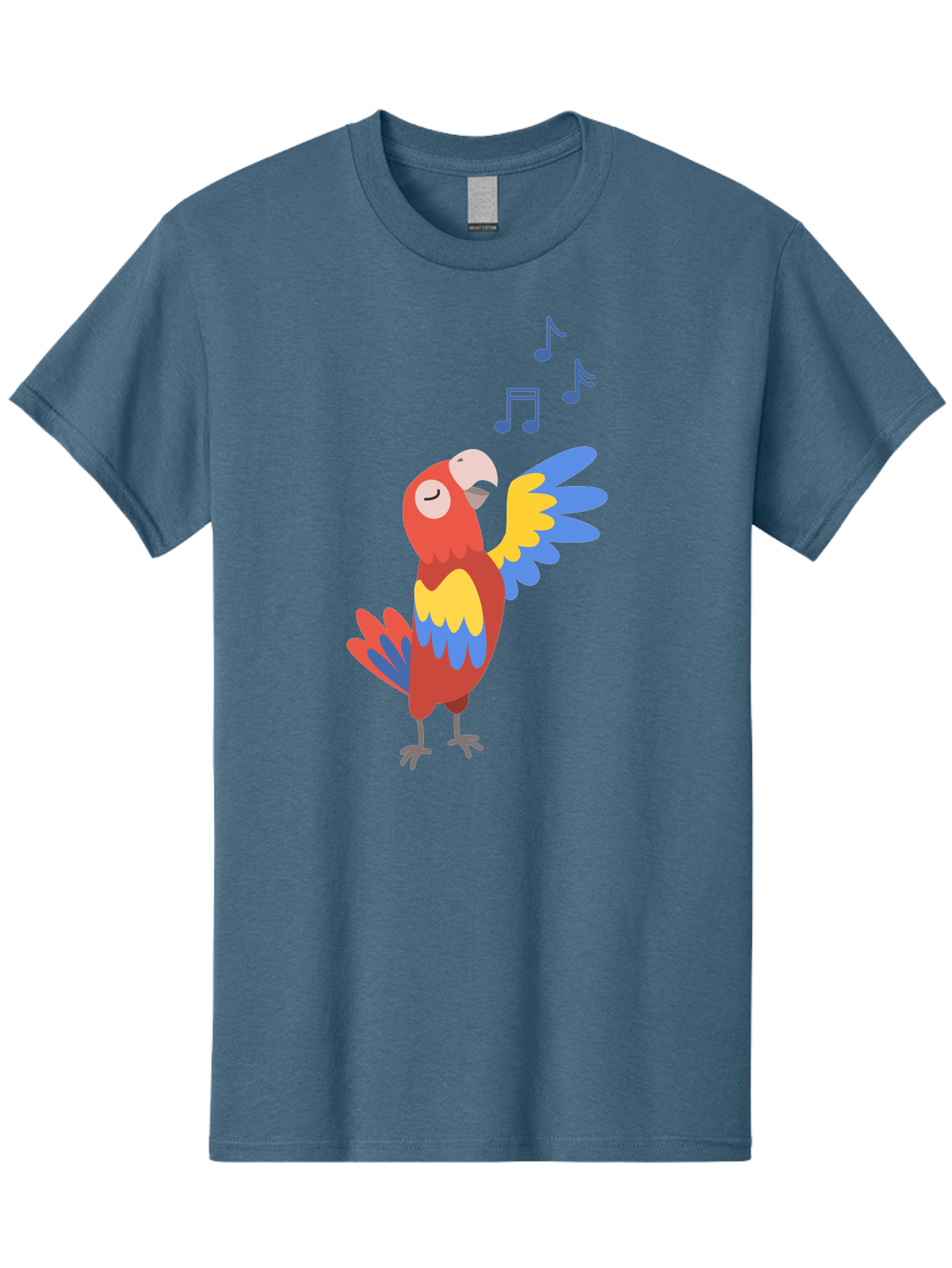 Singing-Parrot-1 Men'S Graphic Tee, 100% Cotton, Comfortable Casual Summer Wear, Machine Washable, Singing Parrot, Colorful Bird, Music Notes, Vibrant Plumage, Happy Expression, Melodic Sounds, Tropical Ambiance, Lively Atmosphere, Aab884