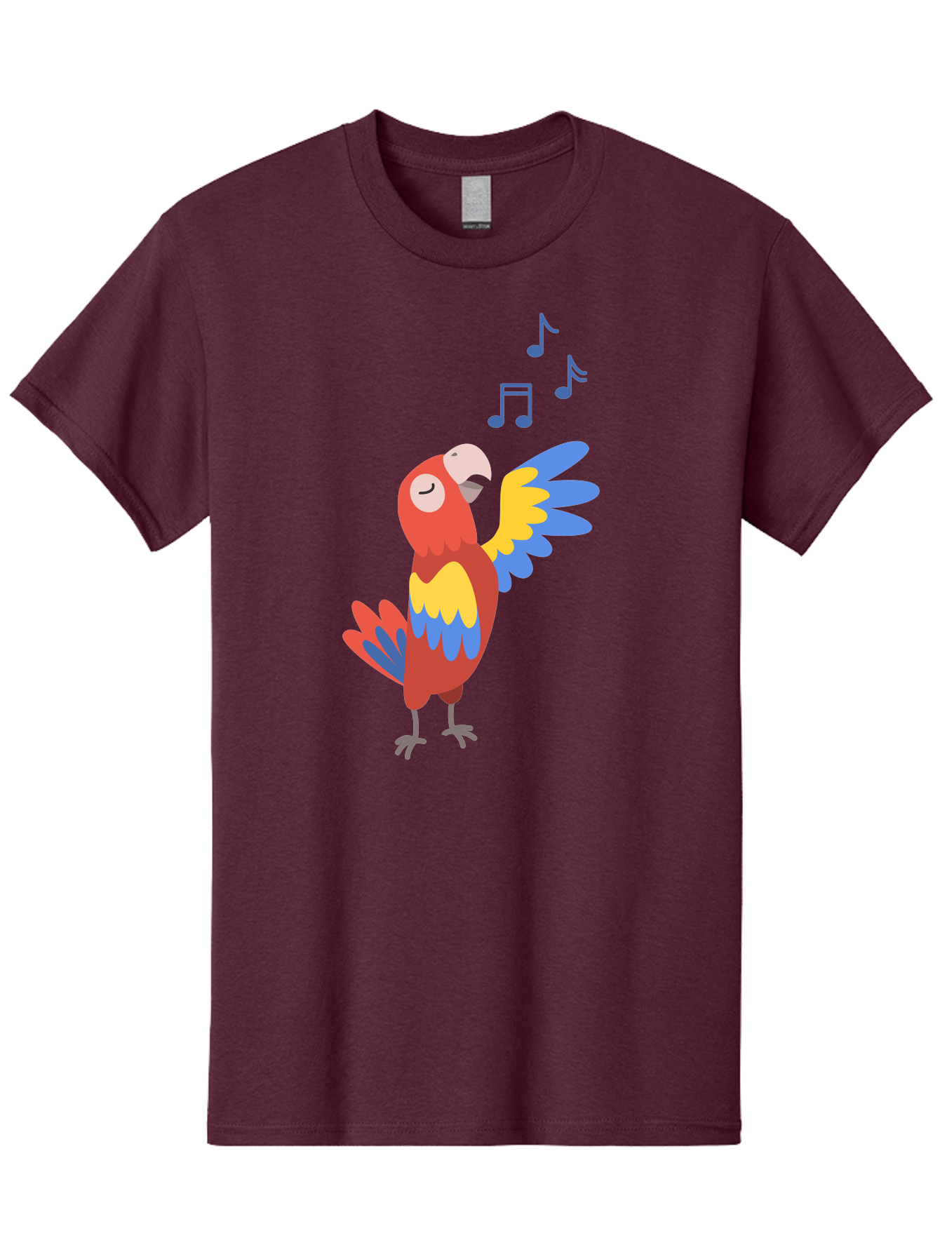 Singing-Parrot-1 Men'S Graphic Tee, 100% Cotton, Comfortable Casual Summer Wear, Machine Washable, Singing Parrot, Colorful Bird, Music Notes, Vibrant Plumage, Happy Expression, Melodic Sounds, Tropical Ambiance, Lively Atmosphere, Aab884