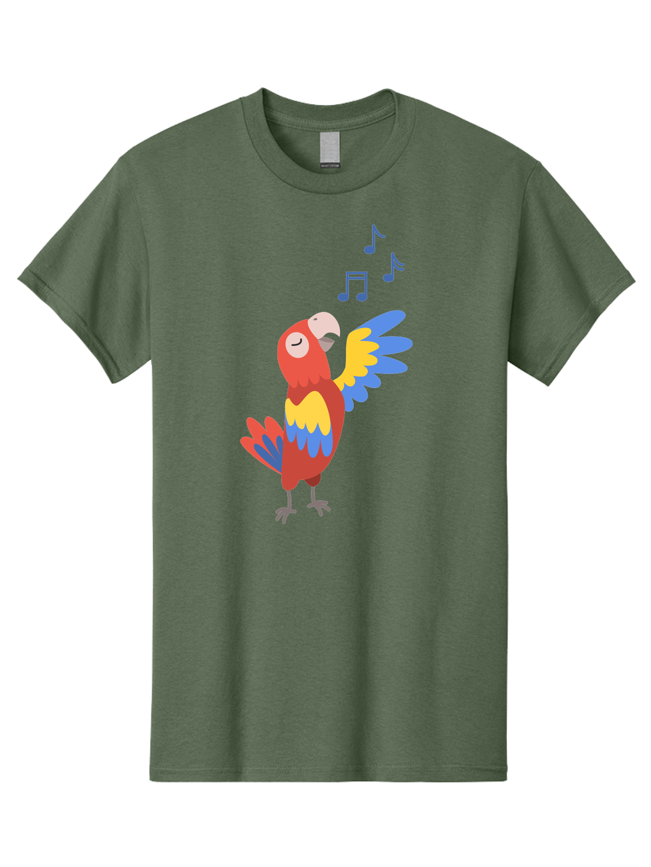 Singing-Parrot-1 Men'S Graphic Tee, 100% Cotton, Comfortable Casual Summer Wear, Machine Washable, Singing Parrot, Colorful Bird, Music Notes, Vibrant Plumage, Happy Expression, Melodic Sounds, Tropical Ambiance, Lively Atmosphere, Aab884