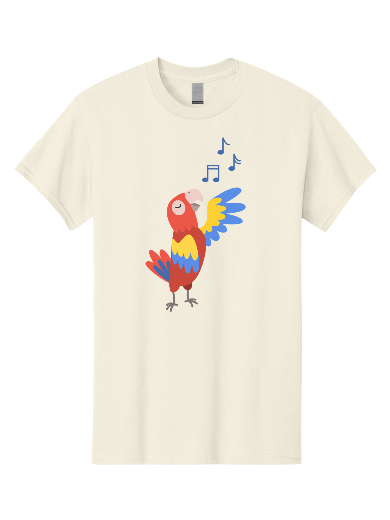 Singing-Parrot-1 Men'S Graphic Tee, 100% Cotton, Comfortable Casual Summer Wear, Machine Washable, Singing Parrot, Colorful Bird, Music Notes, Vibrant Plumage, Happy Expression, Melodic Sounds, Tropical Ambiance, Lively Atmosphere, Aab884