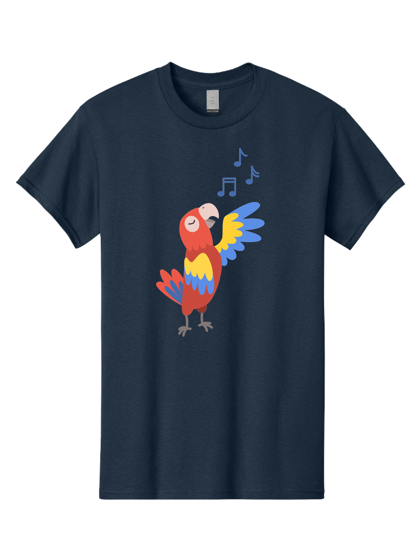 Singing-Parrot-1 Men'S Graphic Tee, 100% Cotton, Comfortable Casual Summer Wear, Machine Washable, Singing Parrot, Colorful Bird, Music Notes, Vibrant Plumage, Happy Expression, Melodic Sounds, Tropical Ambiance, Lively Atmosphere, Aab884