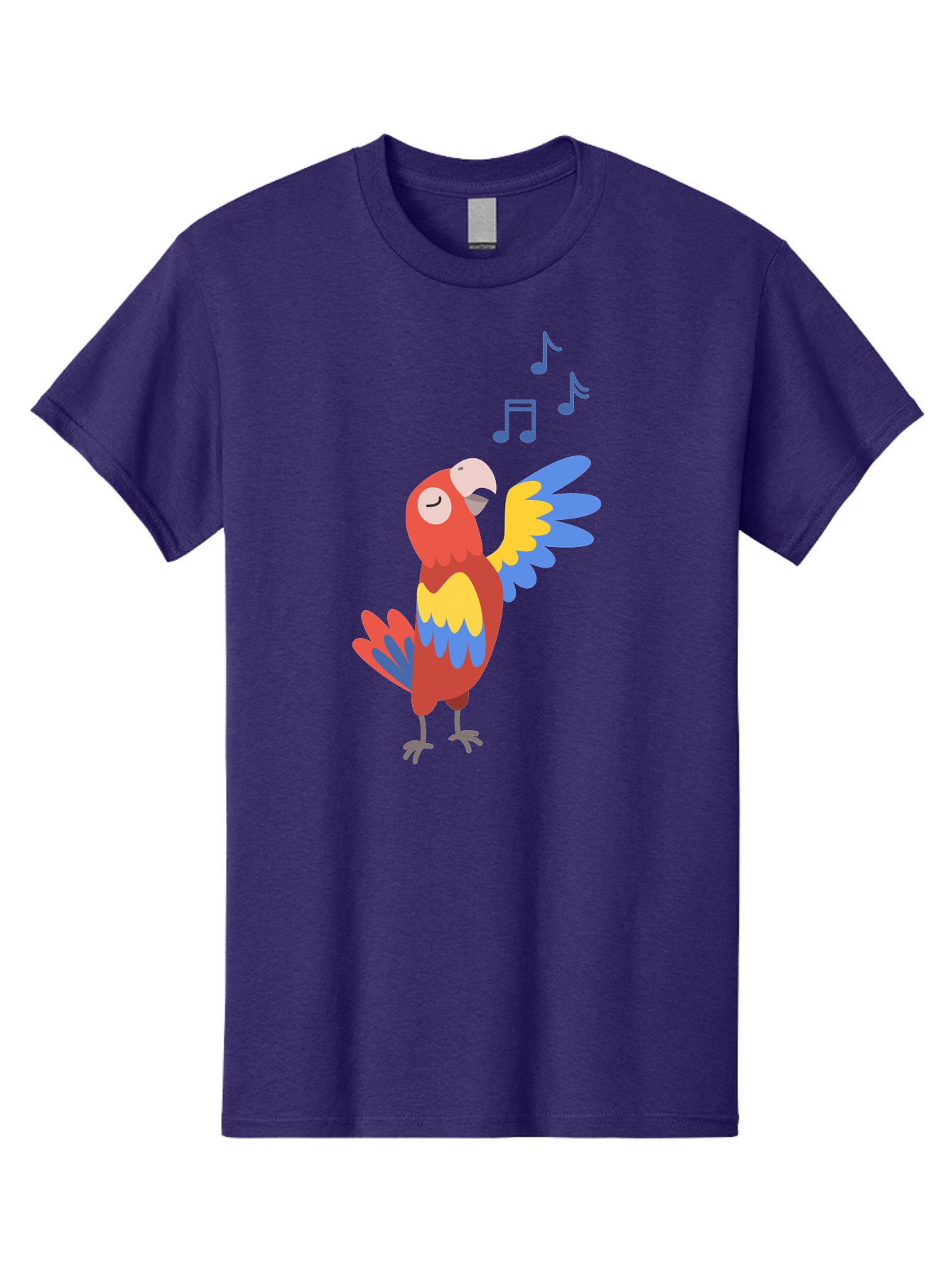 Singing-Parrot-1 Men'S Graphic Tee, 100% Cotton, Comfortable Casual Summer Wear, Machine Washable, Singing Parrot, Colorful Bird, Music Notes, Vibrant Plumage, Happy Expression, Melodic Sounds, Tropical Ambiance, Lively Atmosphere, Aab884