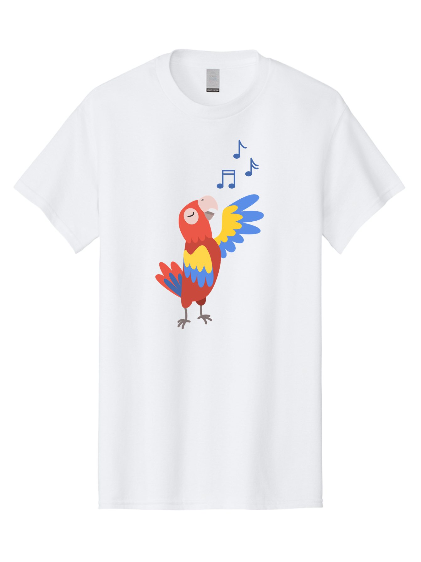 Singing-Parrot-1 Men'S Graphic Tee, 100% Cotton, Comfortable Casual Summer Wear, Machine Washable, Singing Parrot, Colorful Bird, Music Notes, Vibrant Plumage, Happy Expression, Melodic Sounds, Tropical Ambiance, Lively Atmosphere, Aab884