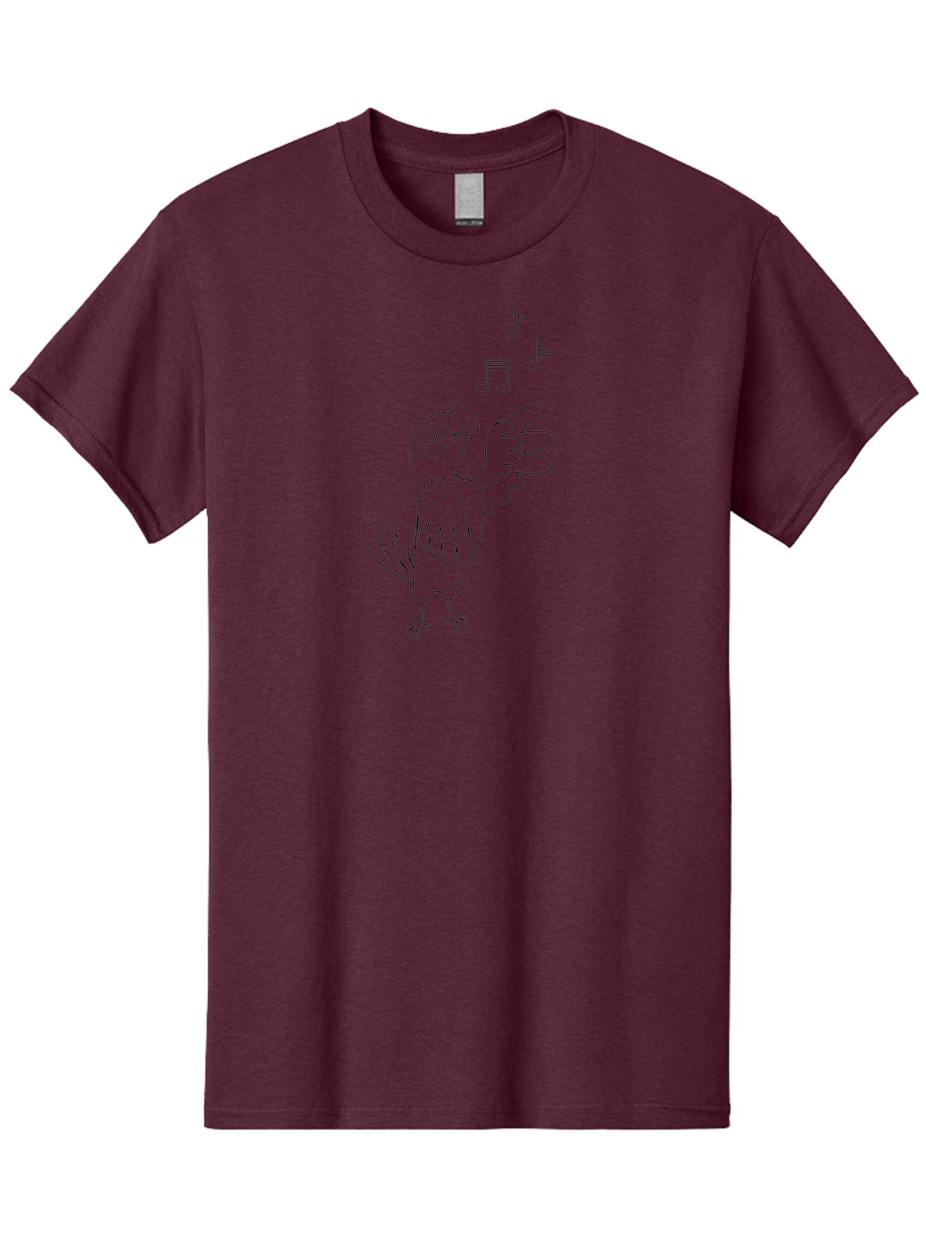Singing-Parrot-2 Men'S Graphic Tee, 100% Cotton, Comfortable Casual Summer Wear, Machine Washable, Parrot Singing, Bird Song, Musical Notes, Cartoon Parrot, Bird Illustration, Singing Bird, Melody, Music, Parrot Illustration, Funny Parrot, Aab885