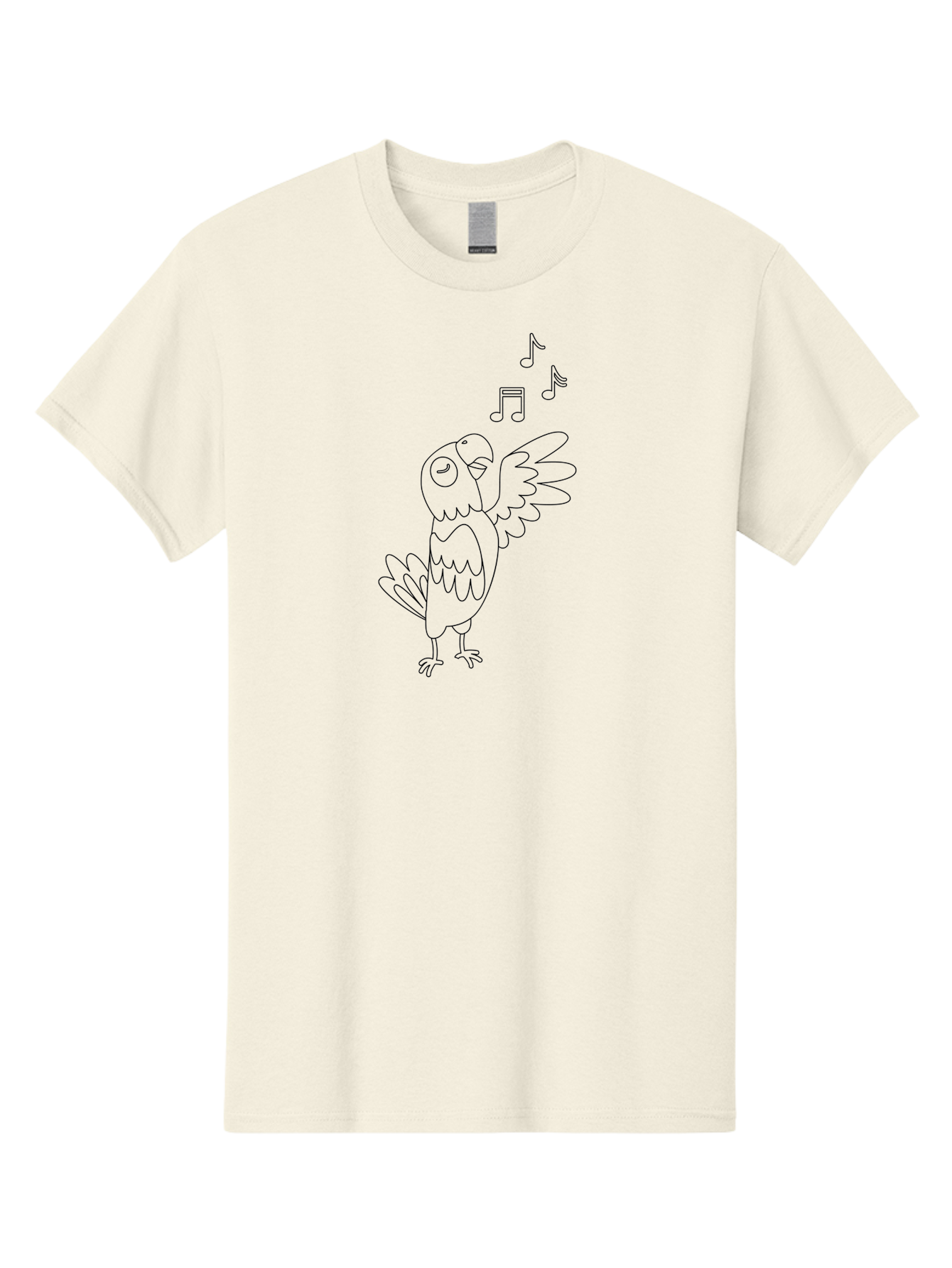 Singing-Parrot-2 Men'S Graphic Tee, 100% Cotton, Comfortable Casual Summer Wear, Machine Washable, Parrot Singing, Bird Song, Musical Notes, Cartoon Parrot, Bird Illustration, Singing Bird, Melody, Music, Parrot Illustration, Funny Parrot, Aab885