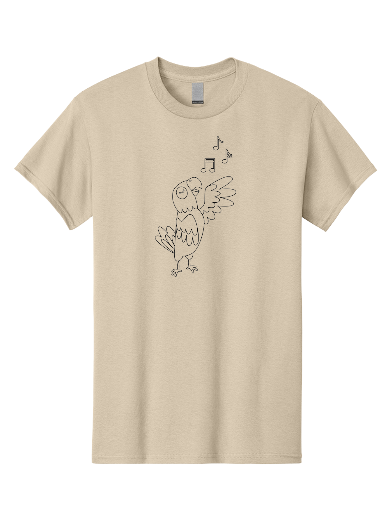 Singing-Parrot-2 Men'S Graphic Tee, 100% Cotton, Comfortable Casual Summer Wear, Machine Washable, Parrot Singing, Bird Song, Musical Notes, Cartoon Parrot, Bird Illustration, Singing Bird, Melody, Music, Parrot Illustration, Funny Parrot, Aab885