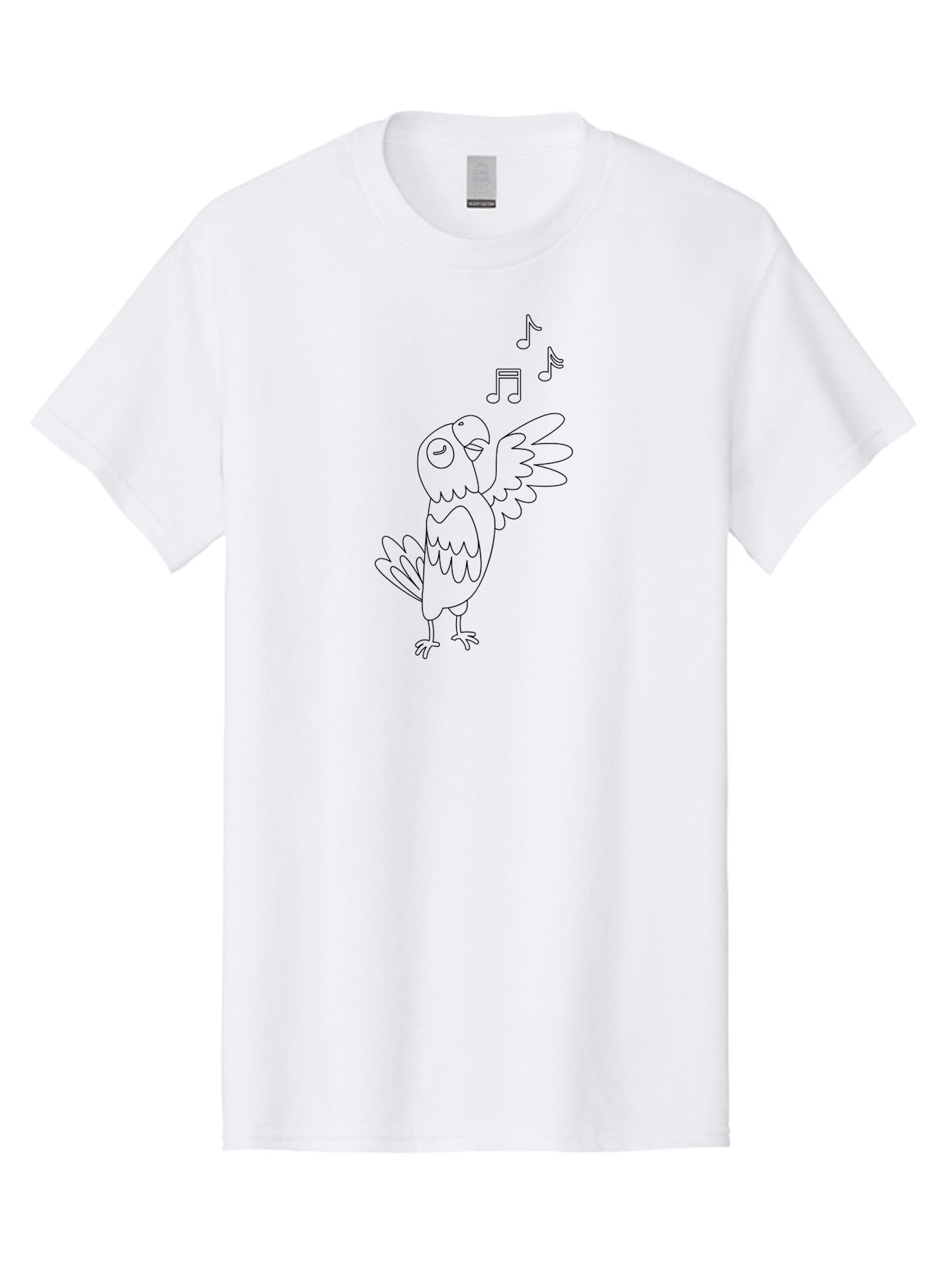 Singing-Parrot-2 Men'S Graphic Tee, 100% Cotton, Comfortable Casual Summer Wear, Machine Washable, Parrot Singing, Bird Song, Musical Notes, Cartoon Parrot, Bird Illustration, Singing Bird, Melody, Music, Parrot Illustration, Funny Parrot, Aab885