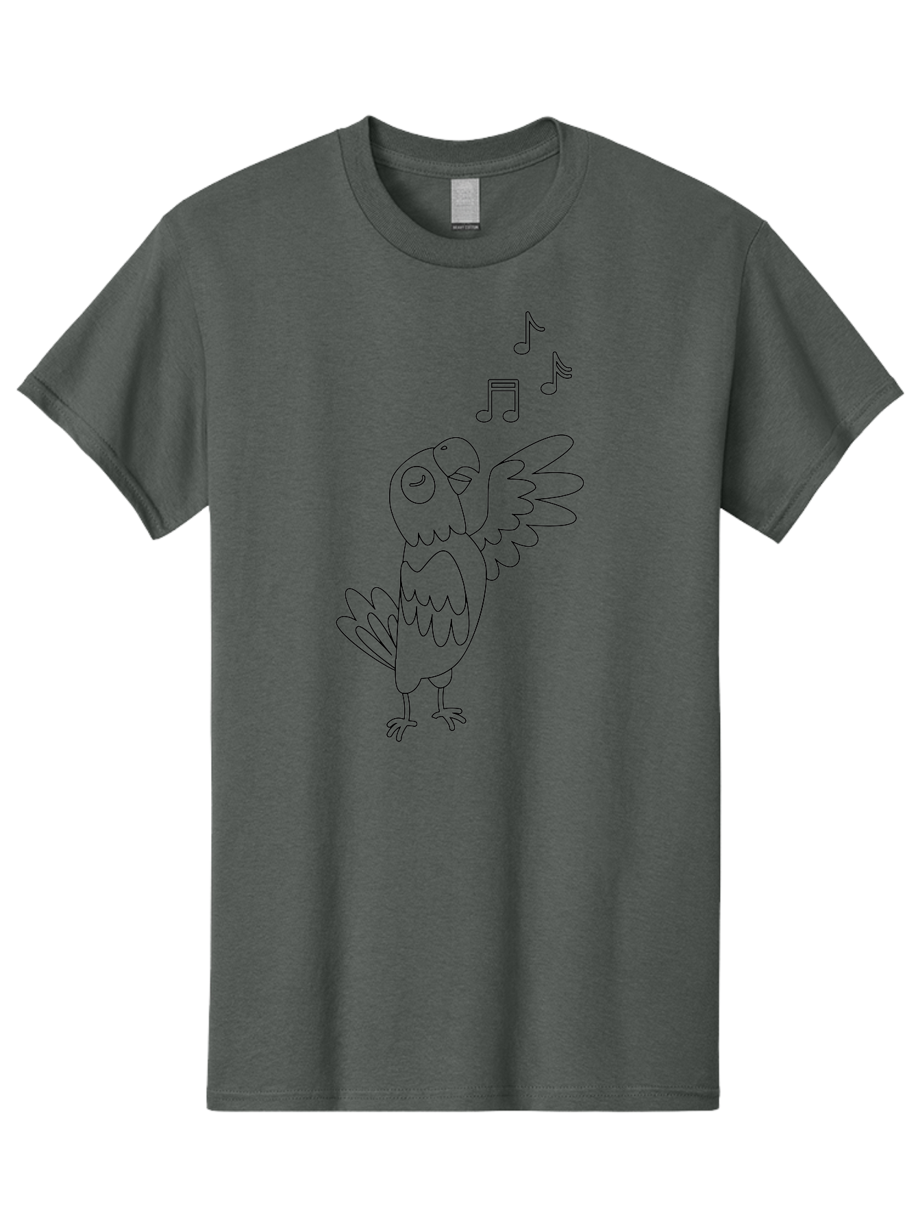 Singing-Parrot-3 Men'S Graphic Tee, 100% Cotton, Comfortable Casual Summer Wear, Machine Washable, Parrot Singing, Musical Notes, Cartoon Bird, Whimsical Design, Playful Illustration, Music Lover, Bird Enthusiast, Creative Art Aab886