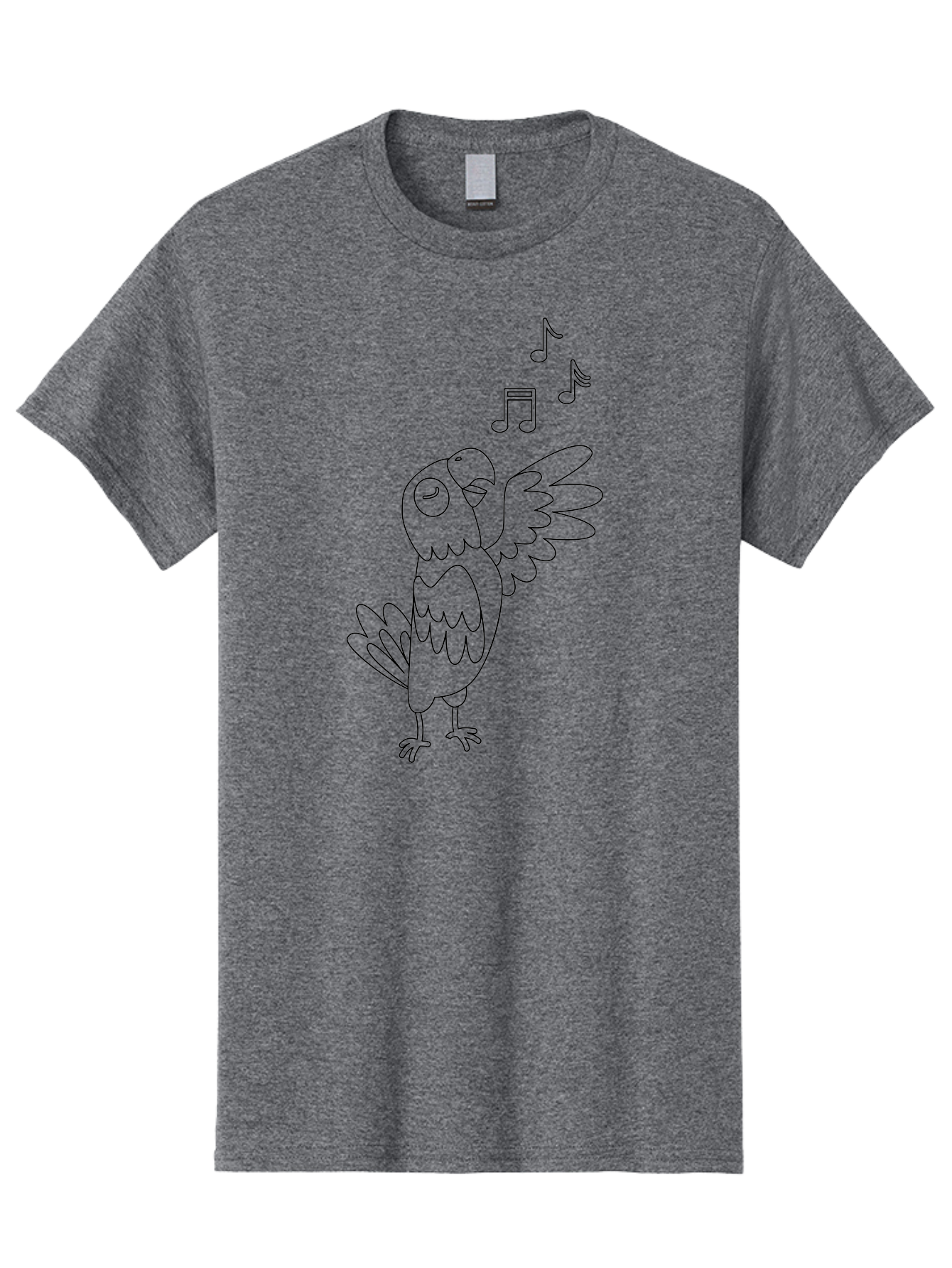Singing-Parrot-3 Men'S Graphic Tee, 100% Cotton, Comfortable Casual Summer Wear, Machine Washable, Parrot Singing, Musical Notes, Cartoon Bird, Whimsical Design, Playful Illustration, Music Lover, Bird Enthusiast, Creative Art Aab886