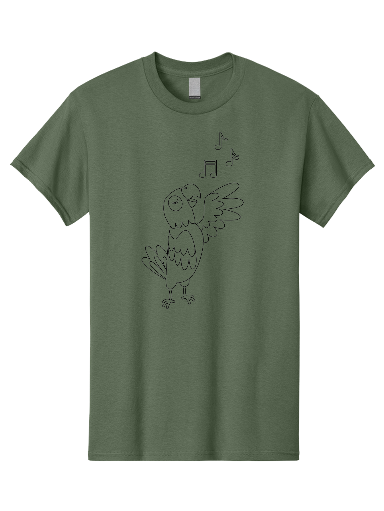 Singing-Parrot-3 Men'S Graphic Tee, 100% Cotton, Comfortable Casual Summer Wear, Machine Washable, Parrot Singing, Musical Notes, Cartoon Bird, Whimsical Design, Playful Illustration, Music Lover, Bird Enthusiast, Creative Art Aab886