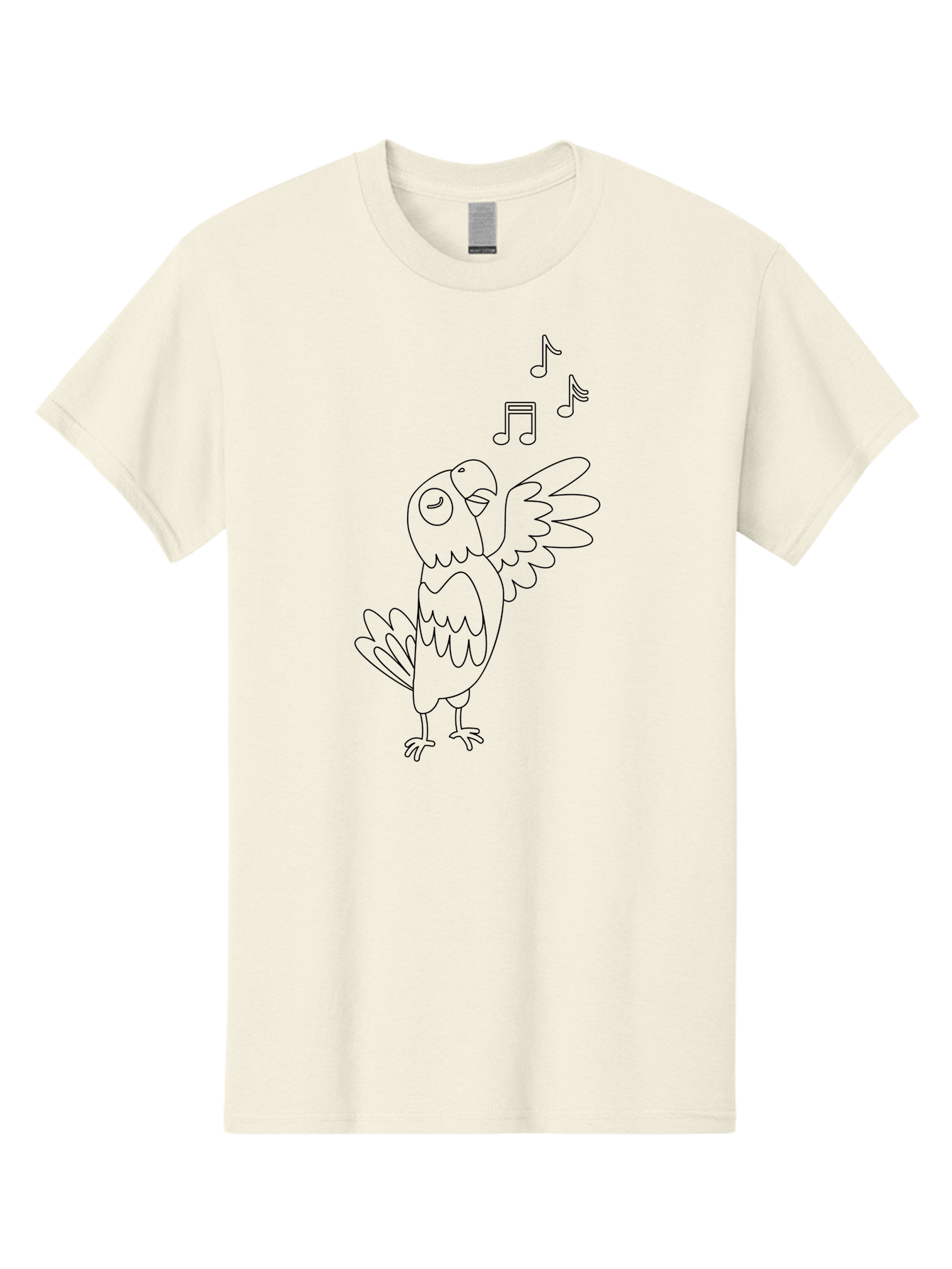 Singing-Parrot-3 Men'S Graphic Tee, 100% Cotton, Comfortable Casual Summer Wear, Machine Washable, Parrot Singing, Musical Notes, Cartoon Bird, Whimsical Design, Playful Illustration, Music Lover, Bird Enthusiast, Creative Art Aab886