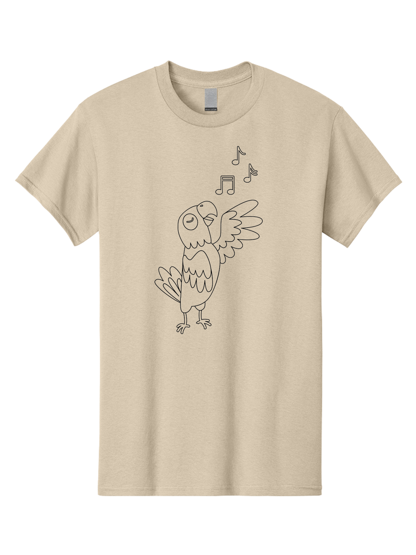 Singing-Parrot-3 Men'S Graphic Tee, 100% Cotton, Comfortable Casual Summer Wear, Machine Washable, Parrot Singing, Musical Notes, Cartoon Bird, Whimsical Design, Playful Illustration, Music Lover, Bird Enthusiast, Creative Art Aab886