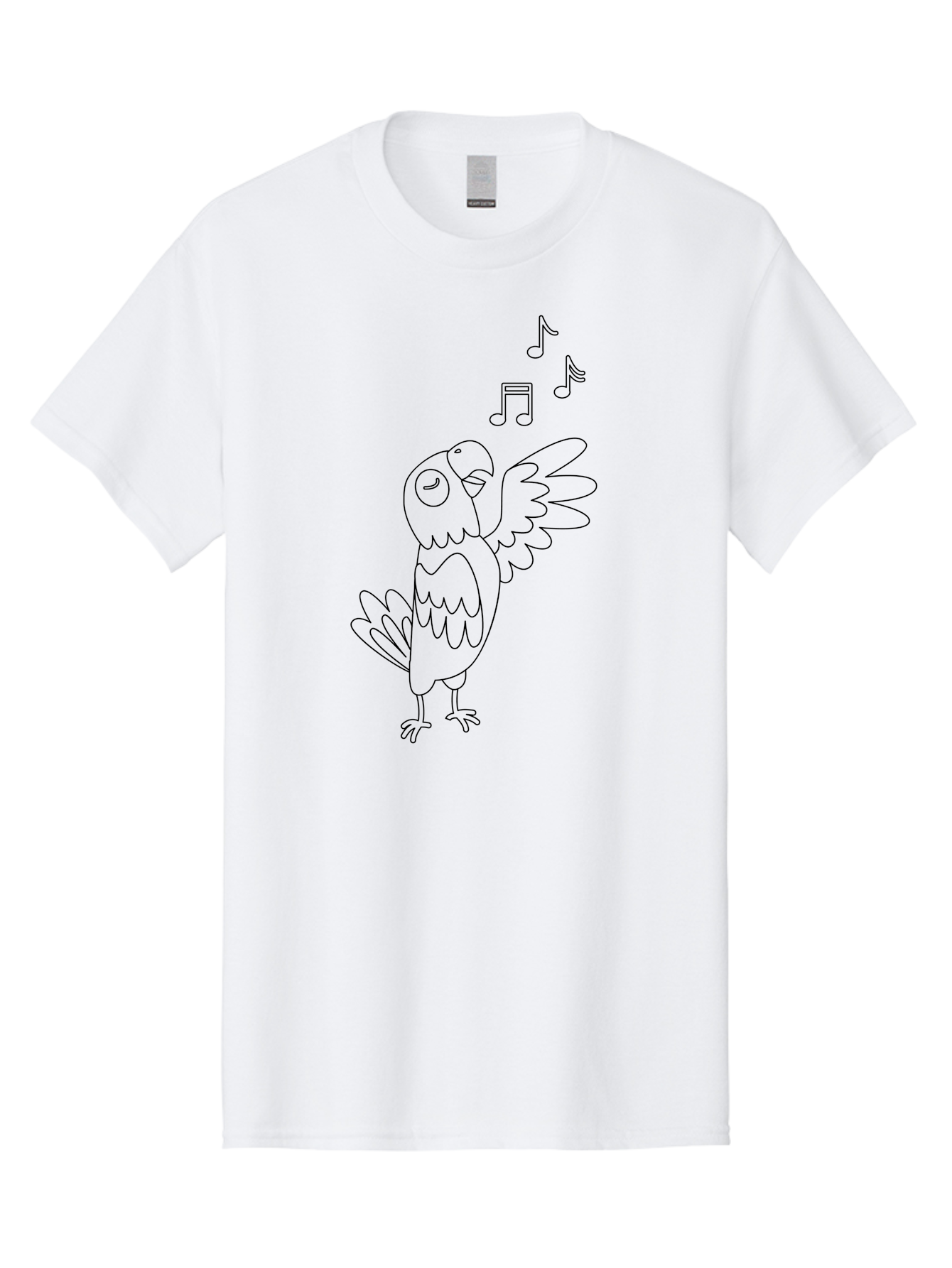 Singing-Parrot-3 Men'S Graphic Tee, 100% Cotton, Comfortable Casual Summer Wear, Machine Washable, Parrot Singing, Musical Notes, Cartoon Bird, Whimsical Design, Playful Illustration, Music Lover, Bird Enthusiast, Creative Art Aab886