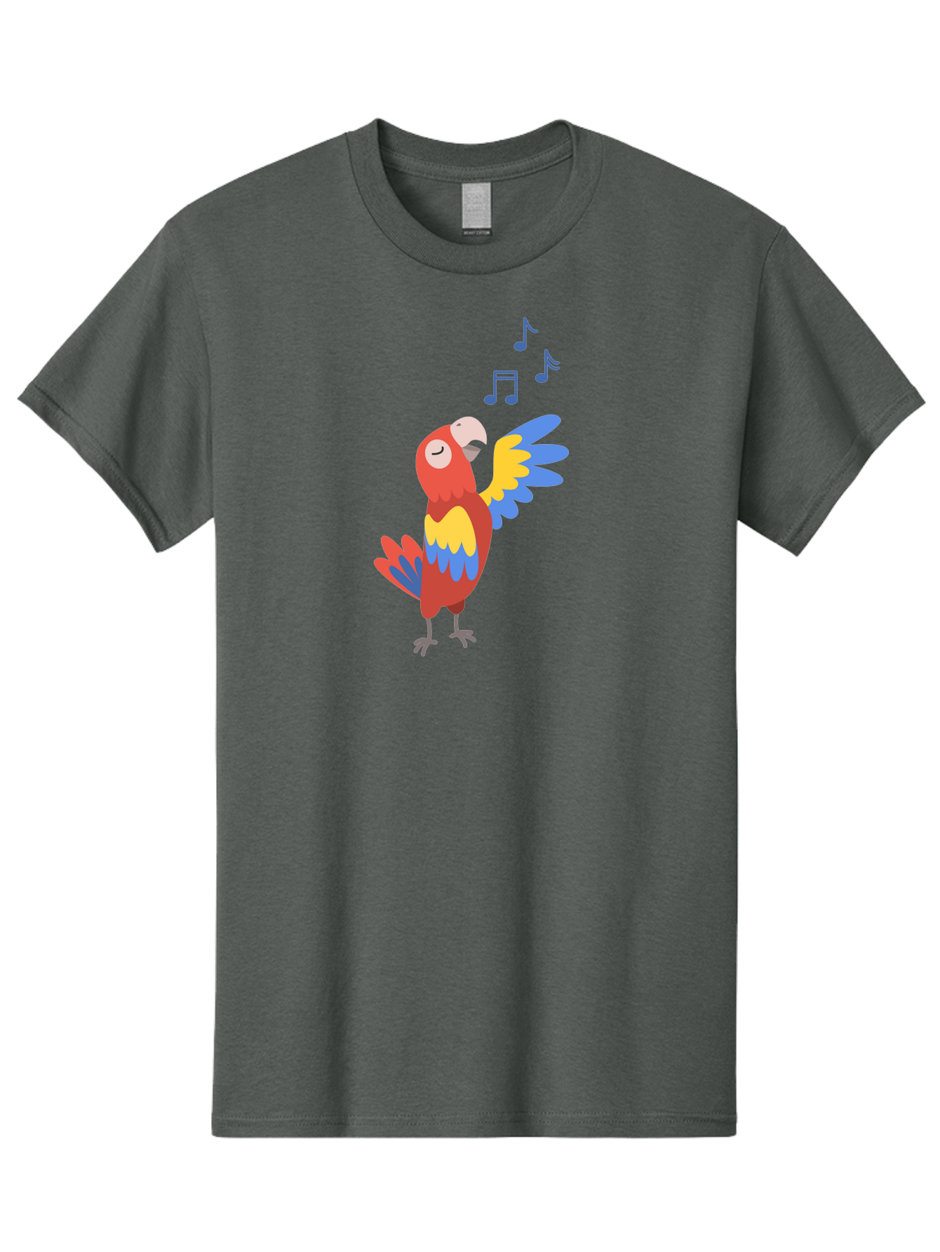 Singing-Parrot Men'S Graphic Tee, 100% Cotton, Comfortable Casual Summer Wear, Machine Washable, Colorful Parrot, Singing Bird, Vibrant Plumage, Tropical Bird, Happy Atmosphere, Melodic Sounds, Bird Song, Joyful Creature Aab887