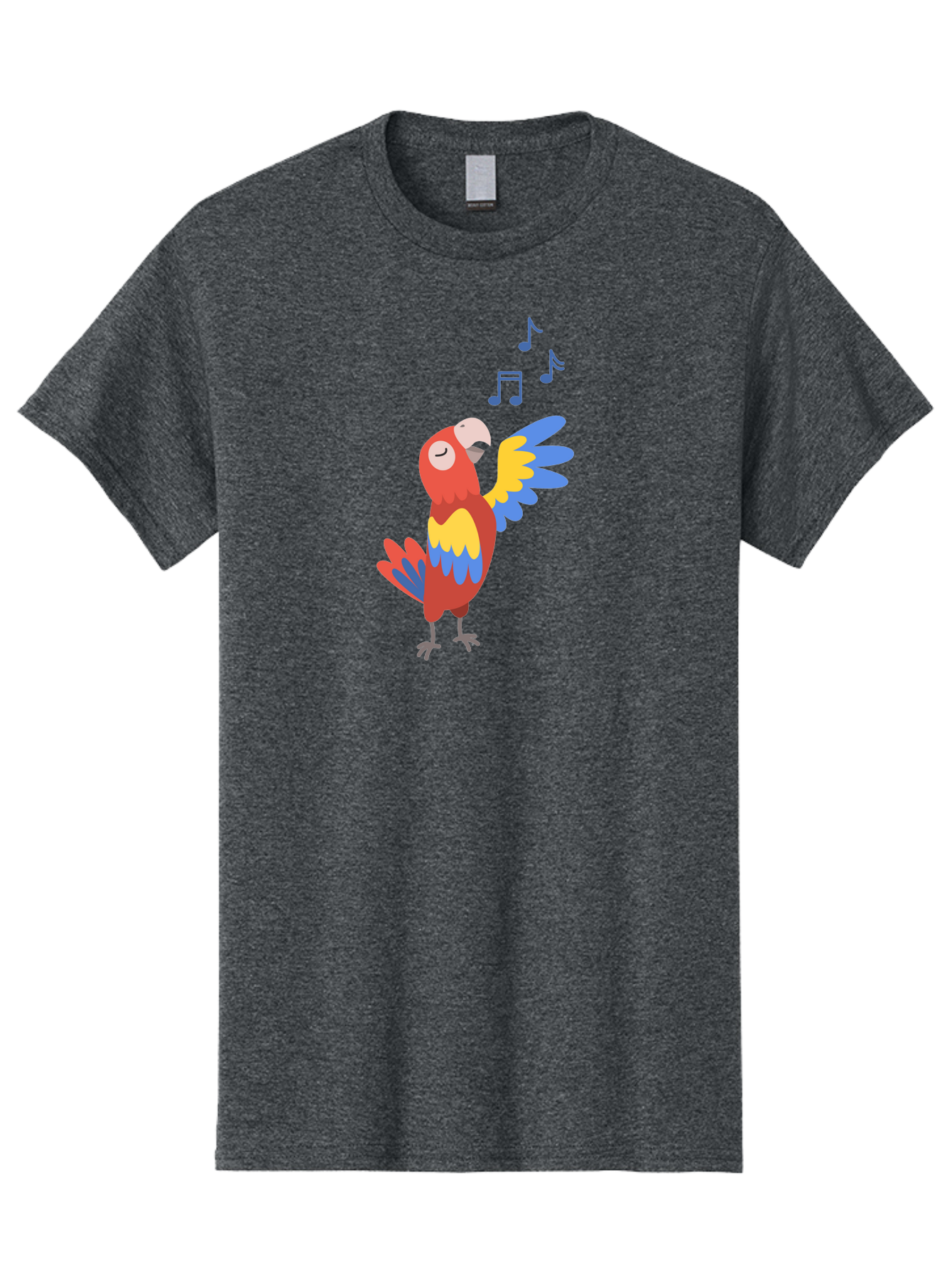 Singing-Parrot Men'S Graphic Tee, 100% Cotton, Comfortable Casual Summer Wear, Machine Washable, Colorful Parrot, Singing Bird, Vibrant Plumage, Tropical Bird, Happy Atmosphere, Melodic Sounds, Bird Song, Joyful Creature Aab887