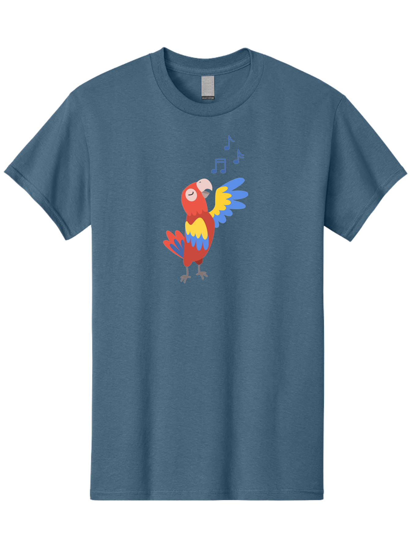 Singing-Parrot Men'S Graphic Tee, 100% Cotton, Comfortable Casual Summer Wear, Machine Washable, Colorful Parrot, Singing Bird, Vibrant Plumage, Tropical Bird, Happy Atmosphere, Melodic Sounds, Bird Song, Joyful Creature Aab887