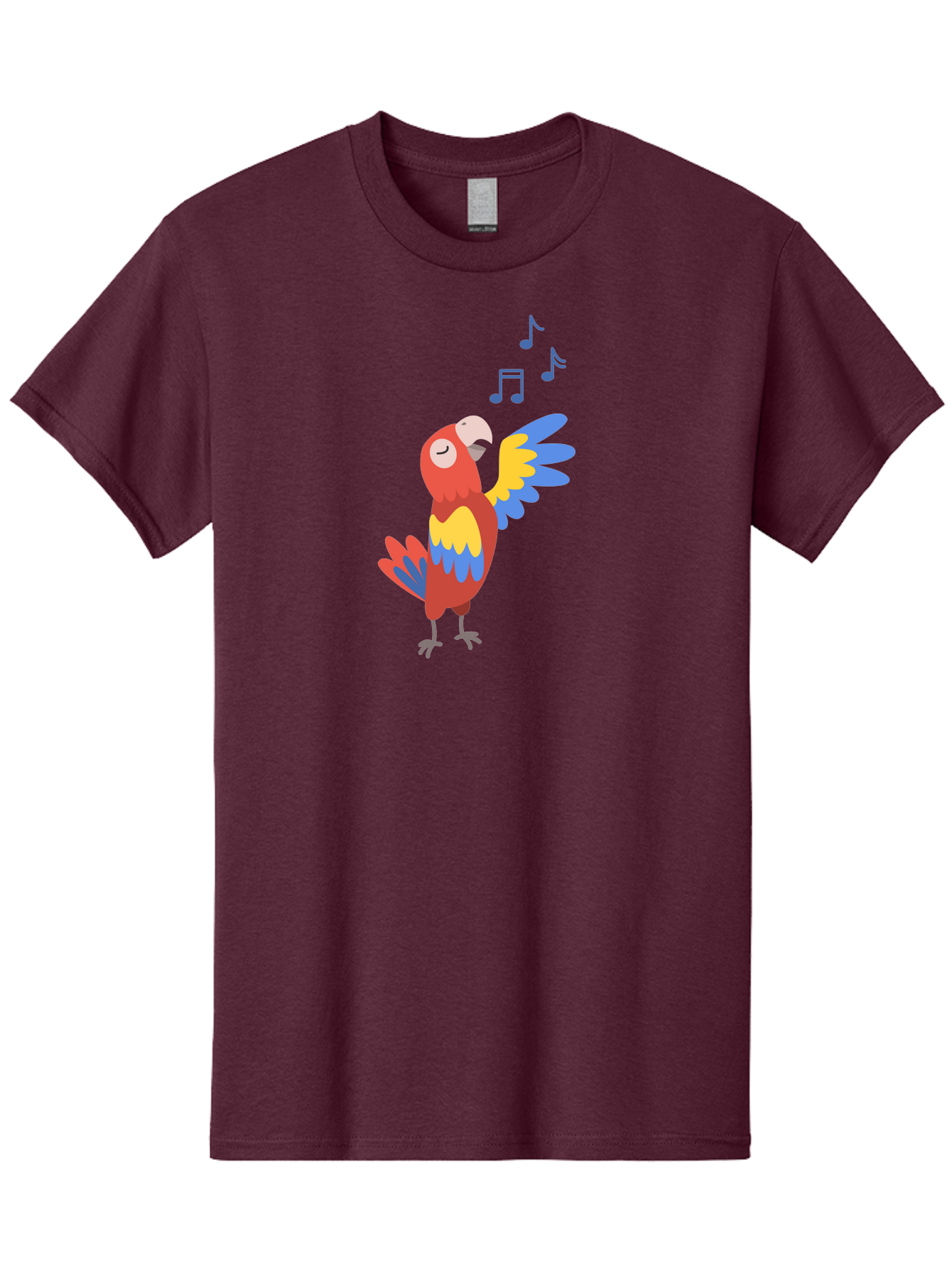 Singing-Parrot Men'S Graphic Tee, 100% Cotton, Comfortable Casual Summer Wear, Machine Washable, Colorful Parrot, Singing Bird, Vibrant Plumage, Tropical Bird, Happy Atmosphere, Melodic Sounds, Bird Song, Joyful Creature Aab887