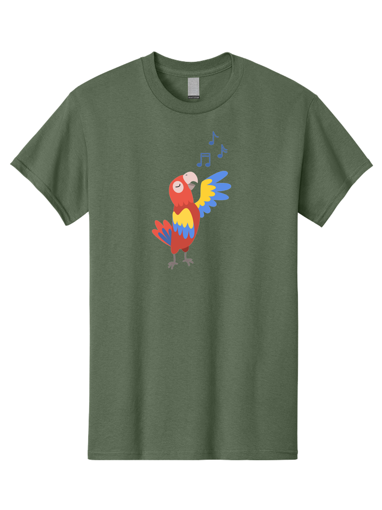 Singing-Parrot Men'S Graphic Tee, 100% Cotton, Comfortable Casual Summer Wear, Machine Washable, Colorful Parrot, Singing Bird, Vibrant Plumage, Tropical Bird, Happy Atmosphere, Melodic Sounds, Bird Song, Joyful Creature Aab887