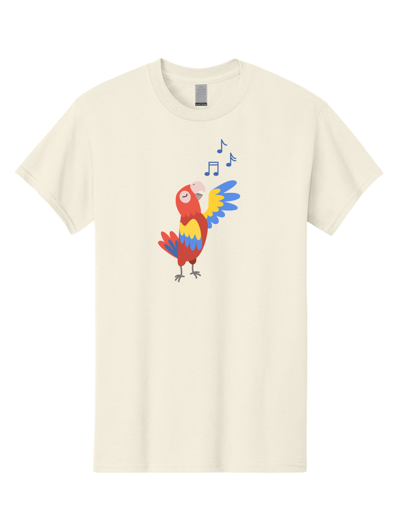 Singing-Parrot Men'S Graphic Tee, 100% Cotton, Comfortable Casual Summer Wear, Machine Washable, Colorful Parrot, Singing Bird, Vibrant Plumage, Tropical Bird, Happy Atmosphere, Melodic Sounds, Bird Song, Joyful Creature Aab887