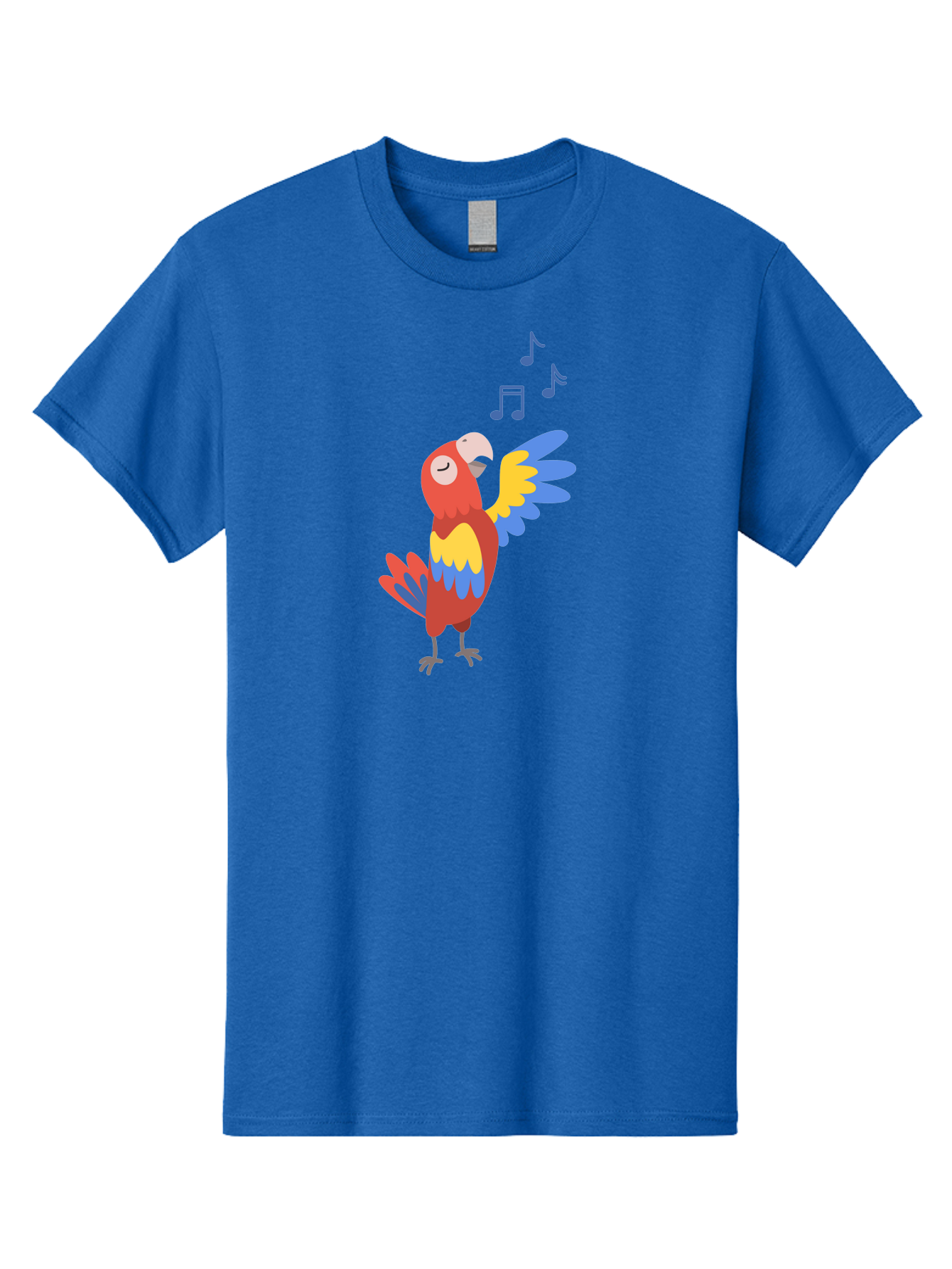 Singing-Parrot Men'S Graphic Tee, 100% Cotton, Comfortable Casual Summer Wear, Machine Washable, Colorful Parrot, Singing Bird, Vibrant Plumage, Tropical Bird, Happy Atmosphere, Melodic Sounds, Bird Song, Joyful Creature Aab887