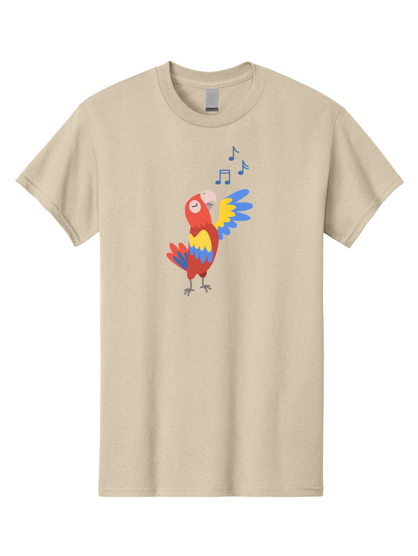 Singing-Parrot Men'S Graphic Tee, 100% Cotton, Comfortable Casual Summer Wear, Machine Washable, Colorful Parrot, Singing Bird, Vibrant Plumage, Tropical Bird, Happy Atmosphere, Melodic Sounds, Bird Song, Joyful Creature Aab887