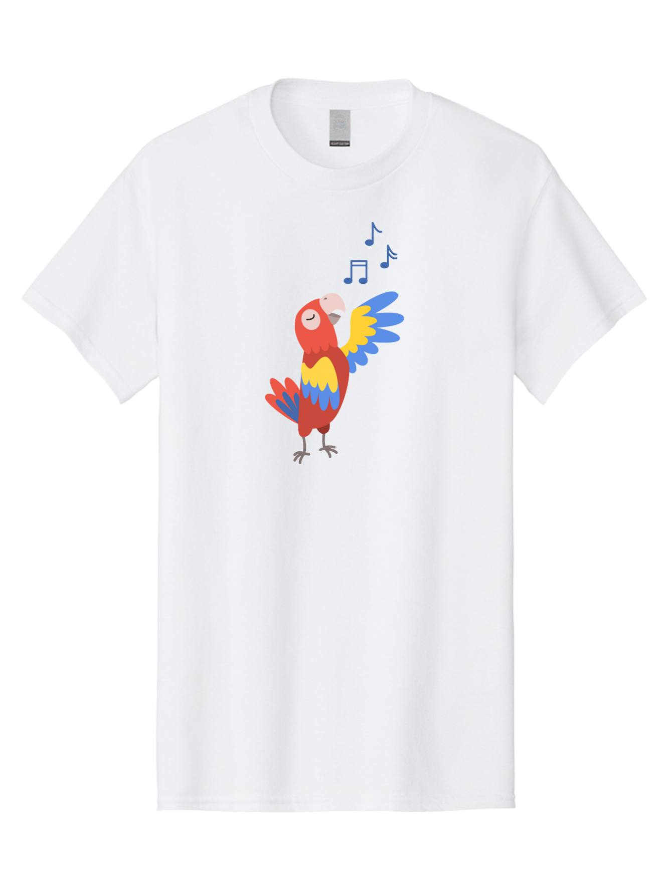 Singing-Parrot Men'S Graphic Tee, 100% Cotton, Comfortable Casual Summer Wear, Machine Washable, Colorful Parrot, Singing Bird, Vibrant Plumage, Tropical Bird, Happy Atmosphere, Melodic Sounds, Bird Song, Joyful Creature Aab887