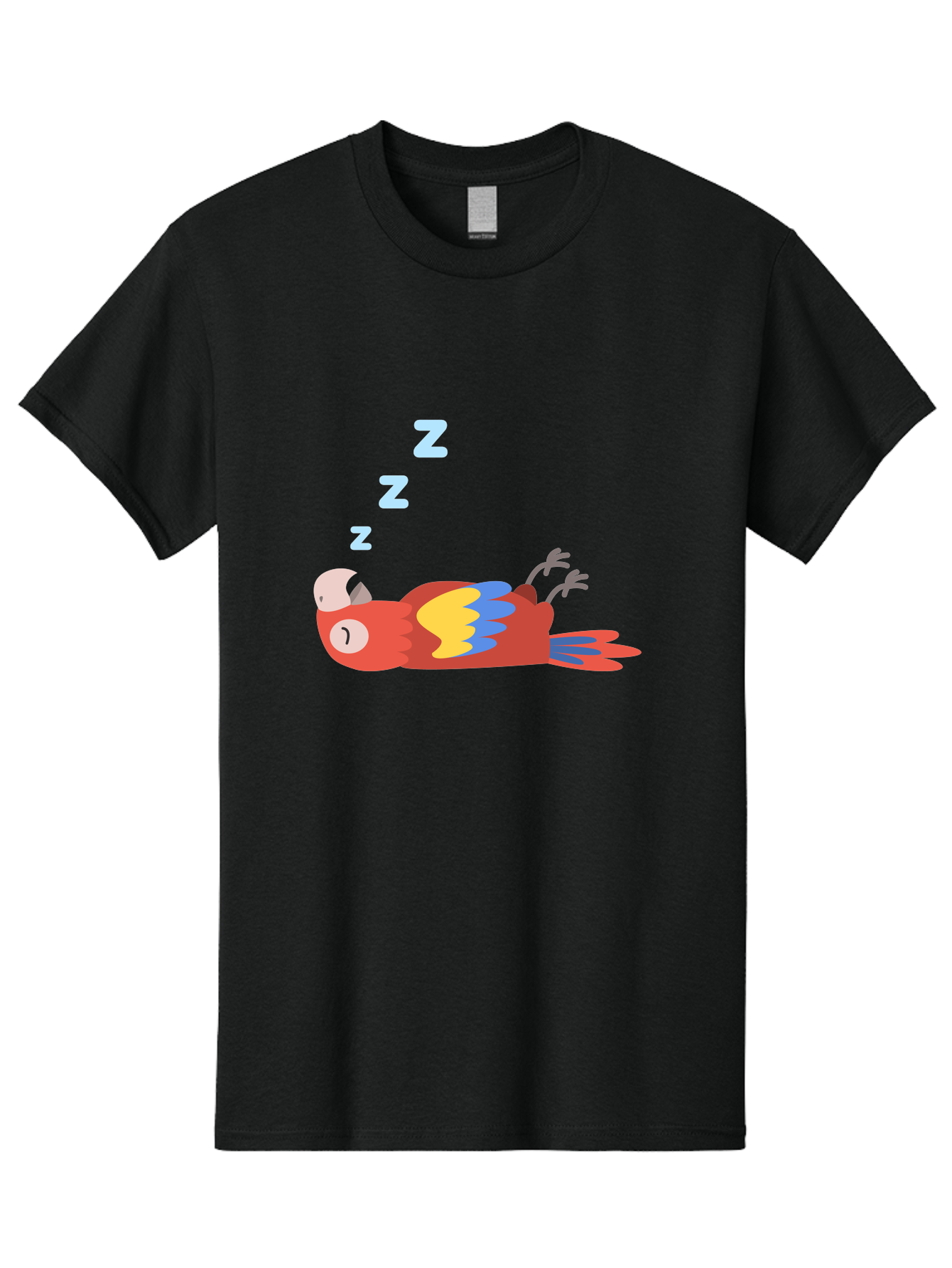 Sleeping-Parrot-1 Men'S Graphic Tee, 100% Cotton, Comfortable Casual Summer Wear, Machine Washable, Sleeping Parrot, Cartoon Bird, Colorful Plumage, Relaxed Atmosphere, Snoozing Animal, Zzz, Dreamy Expression, Vibrant Feathers, Tropical Bird Aab888