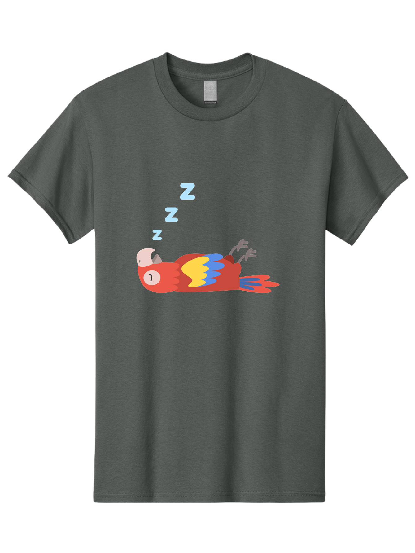 Sleeping-Parrot-1 Men'S Graphic Tee, 100% Cotton, Comfortable Casual Summer Wear, Machine Washable, Sleeping Parrot, Cartoon Bird, Colorful Plumage, Relaxed Atmosphere, Snoozing Animal, Zzz, Dreamy Expression, Vibrant Feathers, Tropical Bird Aab888