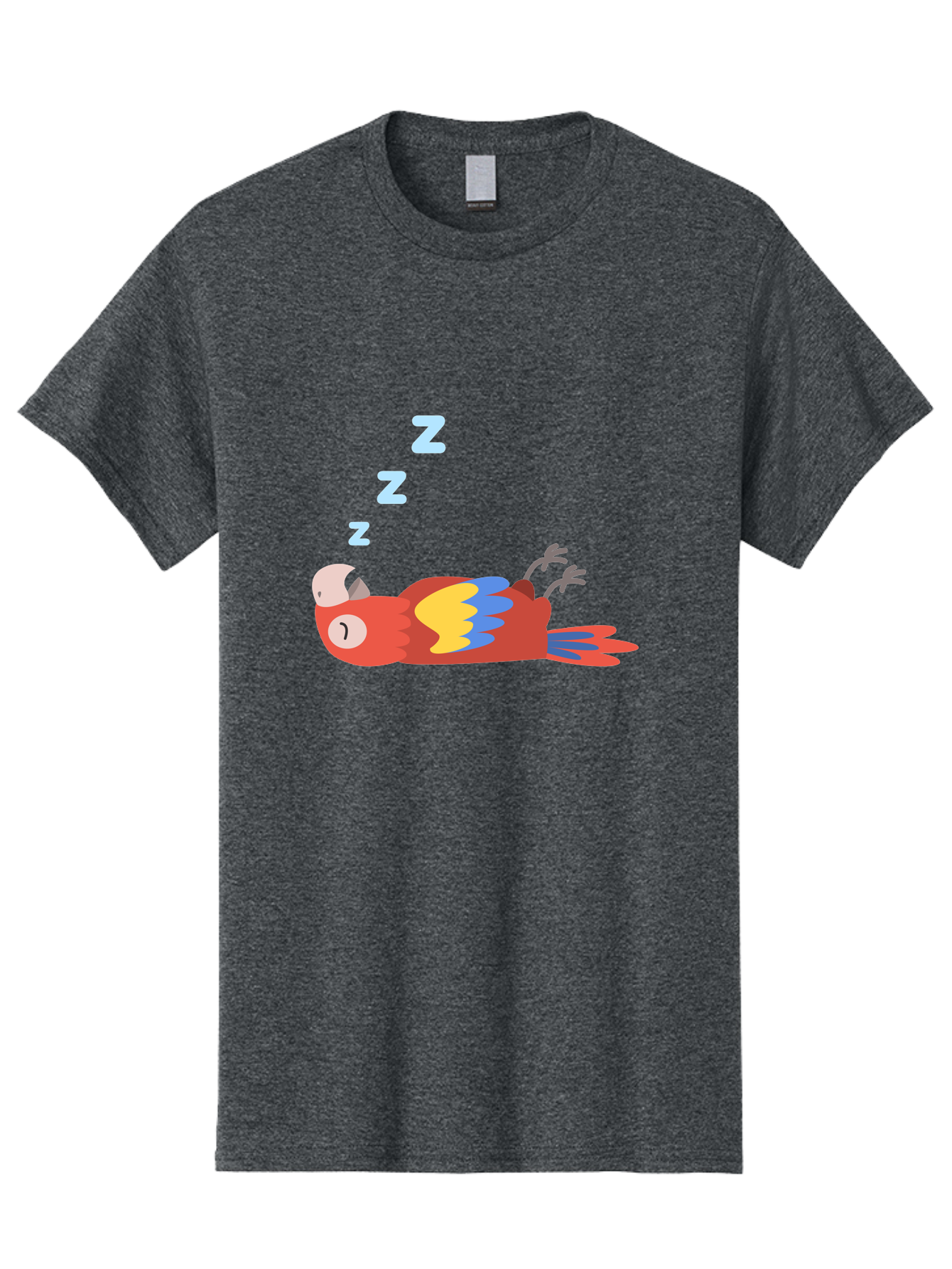 Sleeping-Parrot-1 Men'S Graphic Tee, 100% Cotton, Comfortable Casual Summer Wear, Machine Washable, Sleeping Parrot, Cartoon Bird, Colorful Plumage, Relaxed Atmosphere, Snoozing Animal, Zzz, Dreamy Expression, Vibrant Feathers, Tropical Bird Aab888