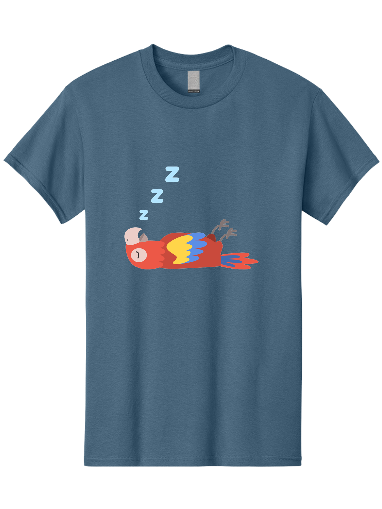 Sleeping-Parrot-1 Men'S Graphic Tee, 100% Cotton, Comfortable Casual Summer Wear, Machine Washable, Sleeping Parrot, Cartoon Bird, Colorful Plumage, Relaxed Atmosphere, Snoozing Animal, Zzz, Dreamy Expression, Vibrant Feathers, Tropical Bird Aab888