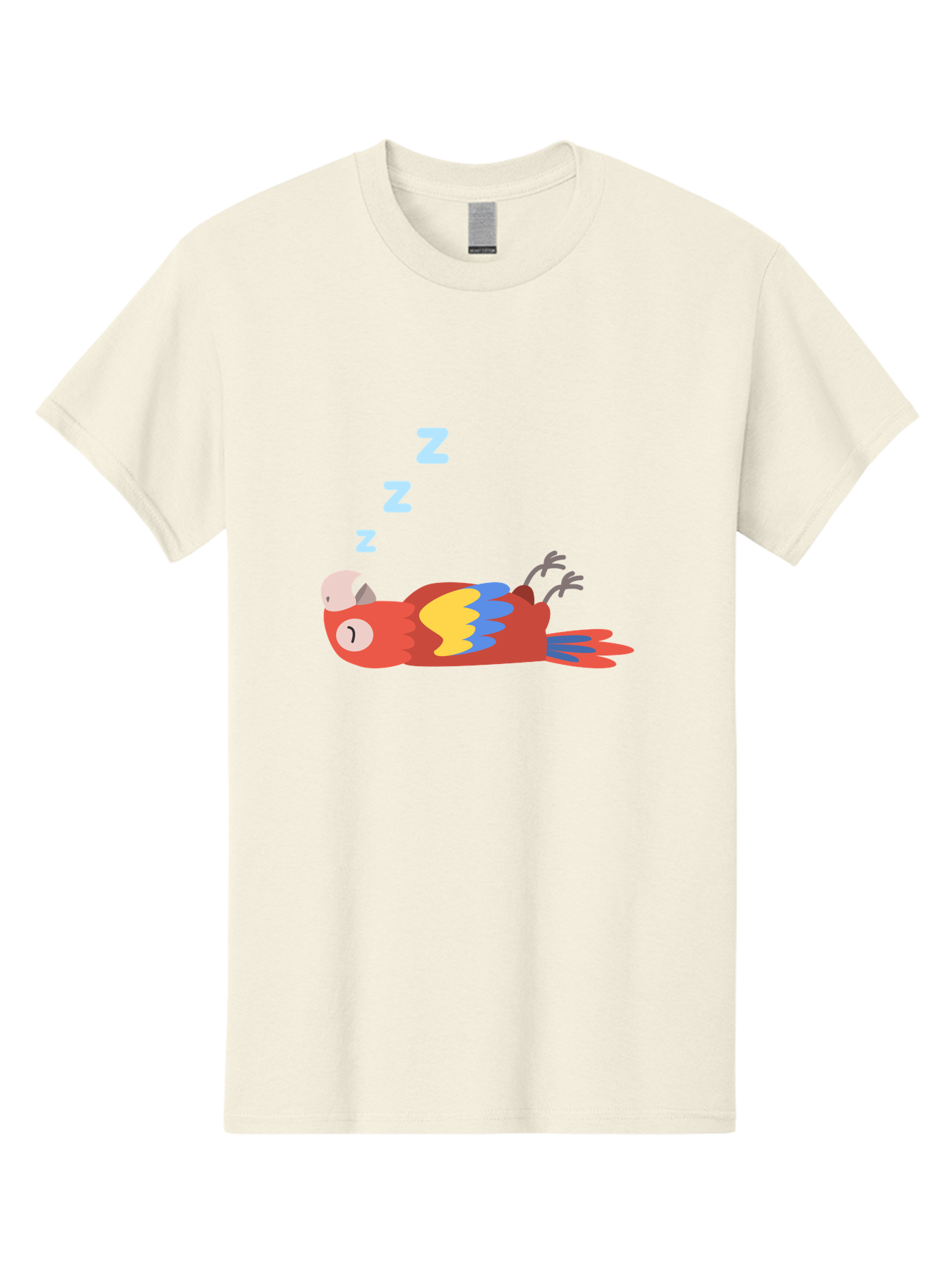 Sleeping-Parrot-1 Men'S Graphic Tee, 100% Cotton, Comfortable Casual Summer Wear, Machine Washable, Sleeping Parrot, Cartoon Bird, Colorful Plumage, Relaxed Atmosphere, Snoozing Animal, Zzz, Dreamy Expression, Vibrant Feathers, Tropical Bird Aab888
