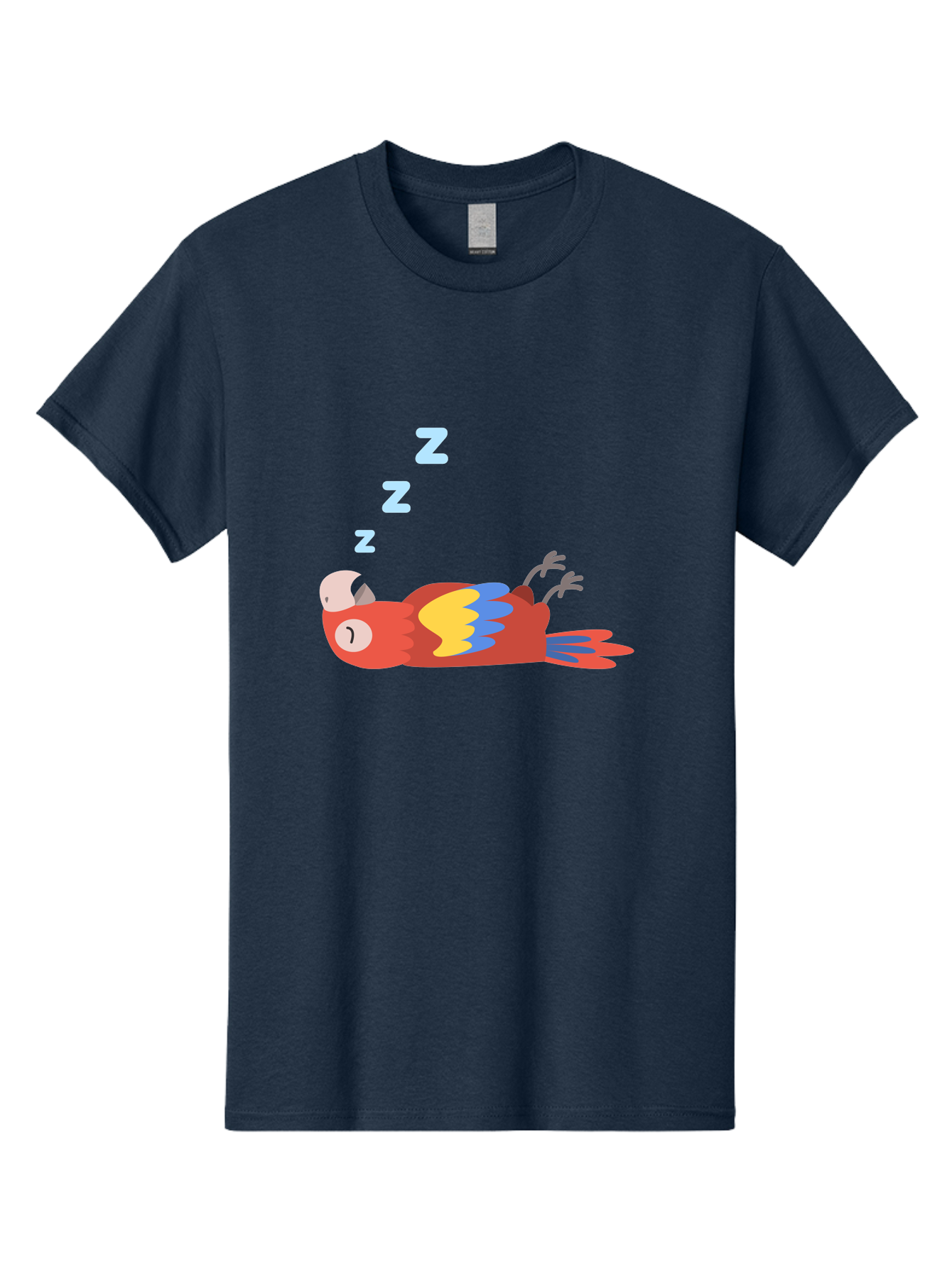 Sleeping-Parrot-1 Men'S Graphic Tee, 100% Cotton, Comfortable Casual Summer Wear, Machine Washable, Sleeping Parrot, Cartoon Bird, Colorful Plumage, Relaxed Atmosphere, Snoozing Animal, Zzz, Dreamy Expression, Vibrant Feathers, Tropical Bird Aab888